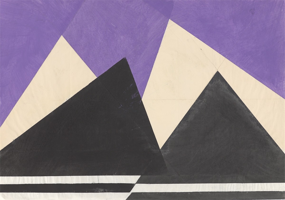 Hermann Glöckner. Black and white culmination on purple. 1976