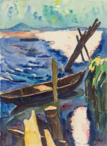 Karl Schmidt-Rottluff. Fishing boat at Leba Lake. 1934