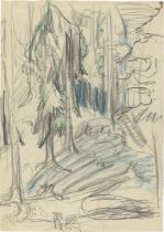 Ernst Ludwig Kirchner. Forest clearing. Circa 1918