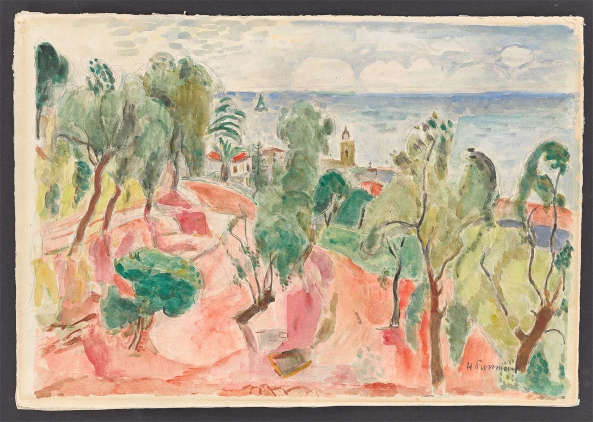 Hans Purrmann. Landscape in Montagnola. Circa 1944 - Image 2 of 3