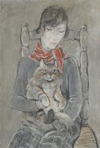 Jeanne Mammen. „Frau mit Katze (Marie Louise)“. Vor 1929