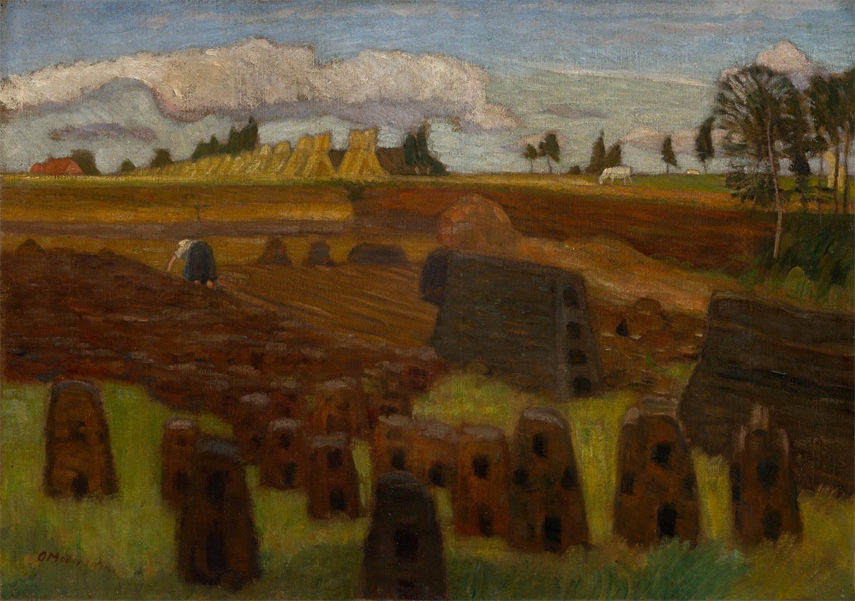 Otto Modersohn. Moor landscape with turfstack near Bergedorf. 1914/15
