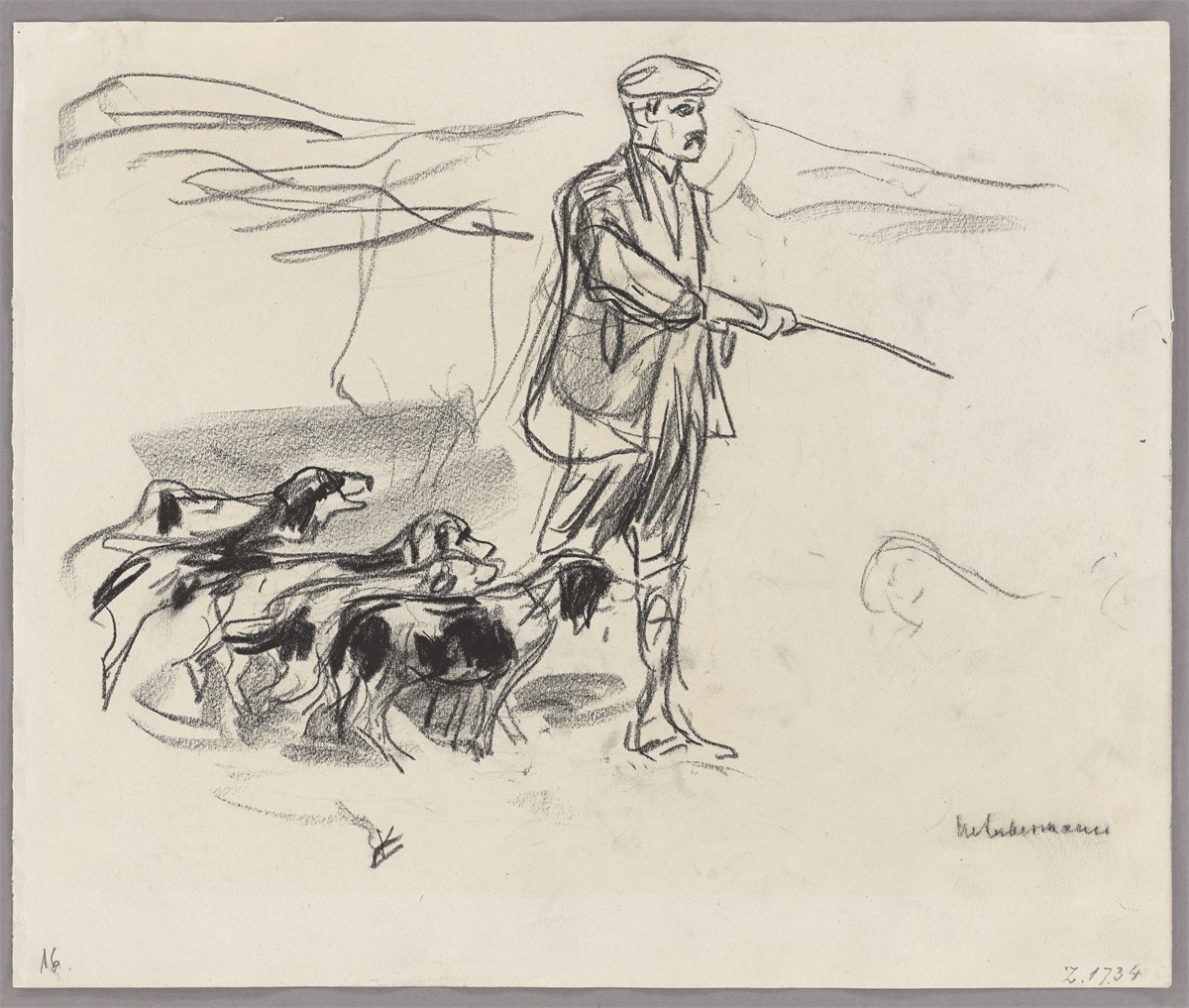 Max Liebermann. ”Studie zu: ,Jäger in den Dünen‘”. 1913 - Image 2 of 2