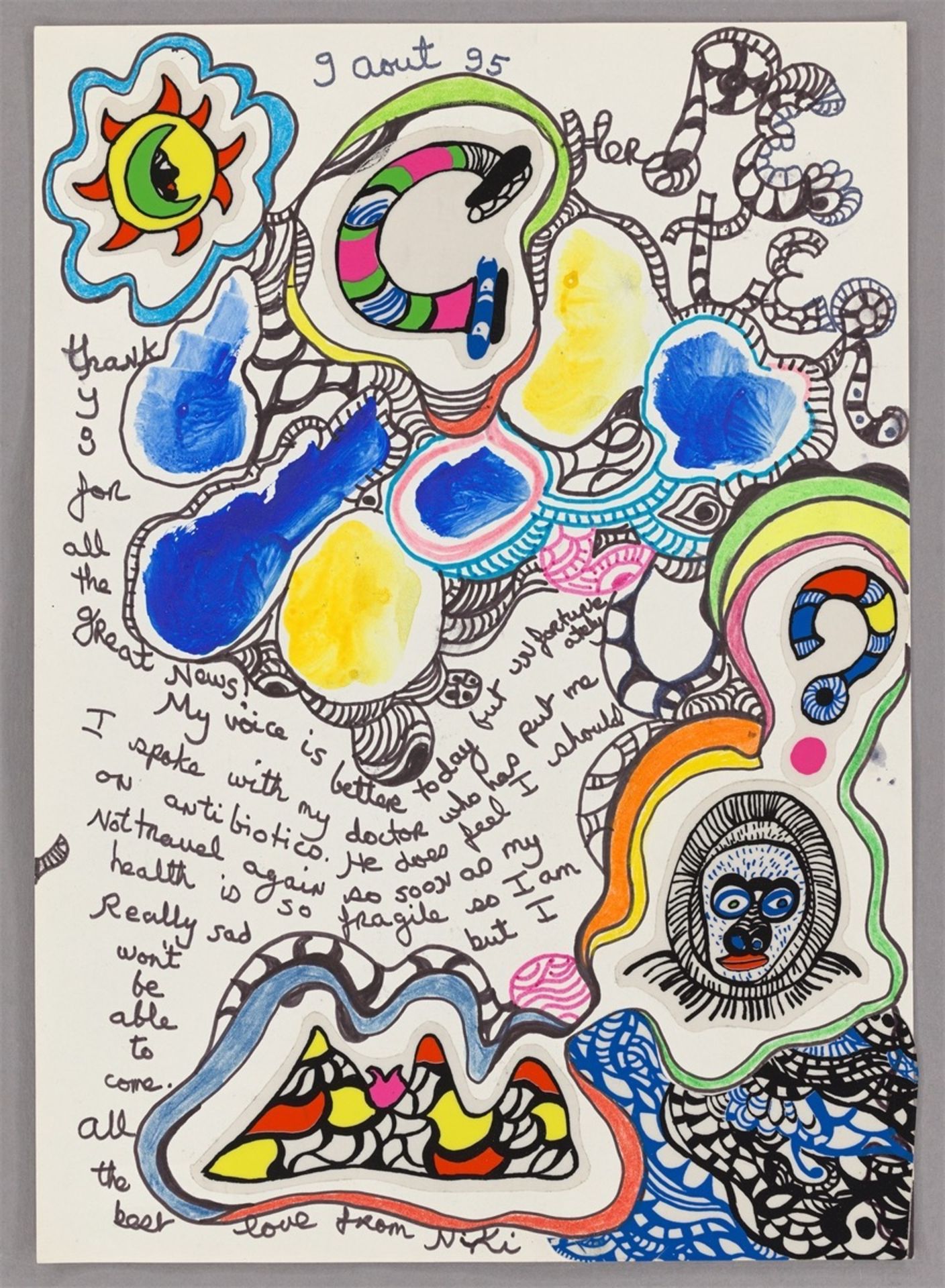 Niki de Saint Phalle. „Cher Peter, thank you for all the great news!“. 1995 - Bild 2 aus 4