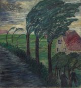 Augusta von Zitzewitz. Canal landscape with couple. 1912