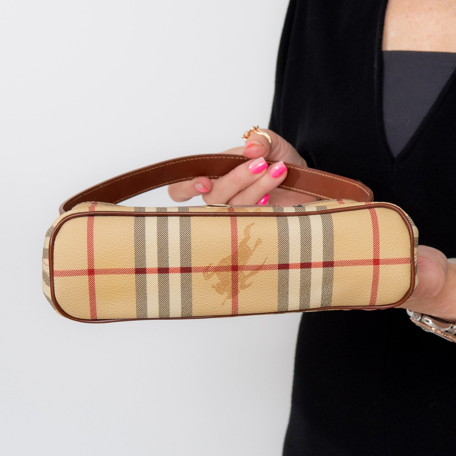 Burberry Brown Check Mini Leather Handle Bag - Image 5 of 7