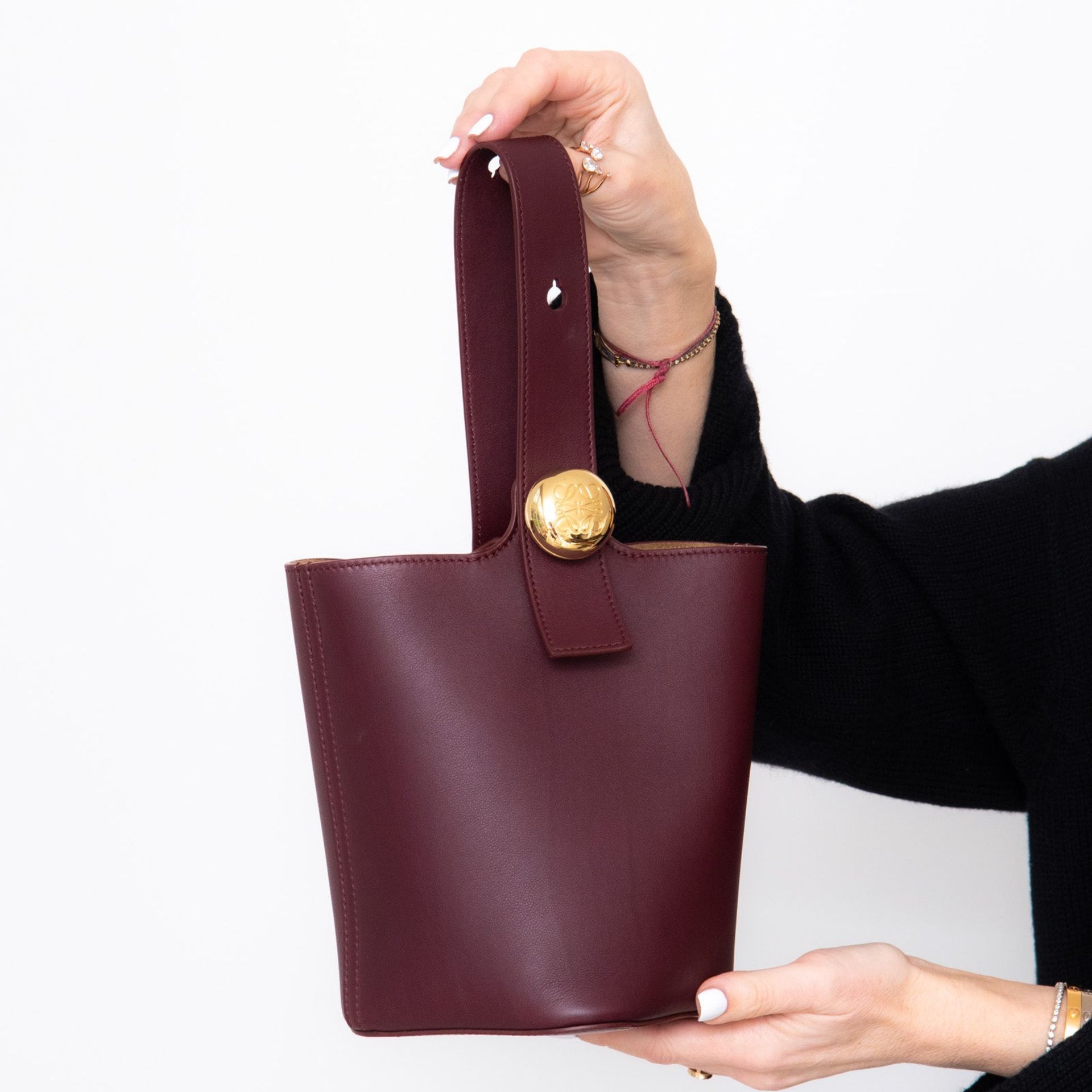 Loewe Burgundy Pebble Leather Bag - Image 3 of 8