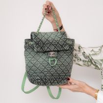 Chanel Green Denim Backpack