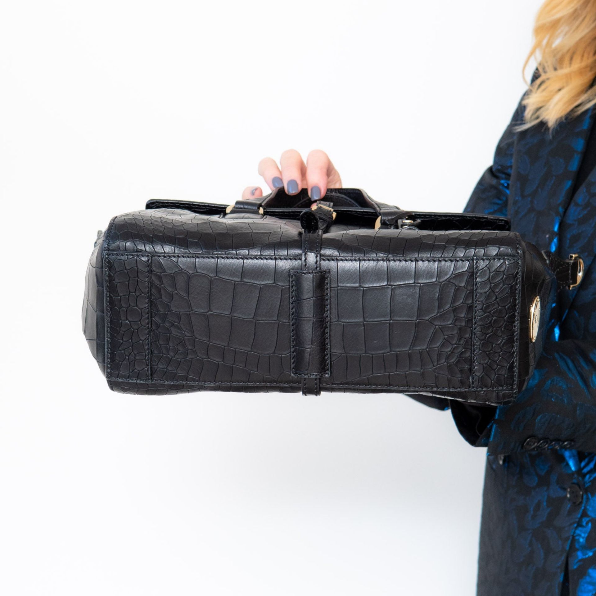 Mulberry Black Mock Croc Small Roxette Bag - Image 2 of 7