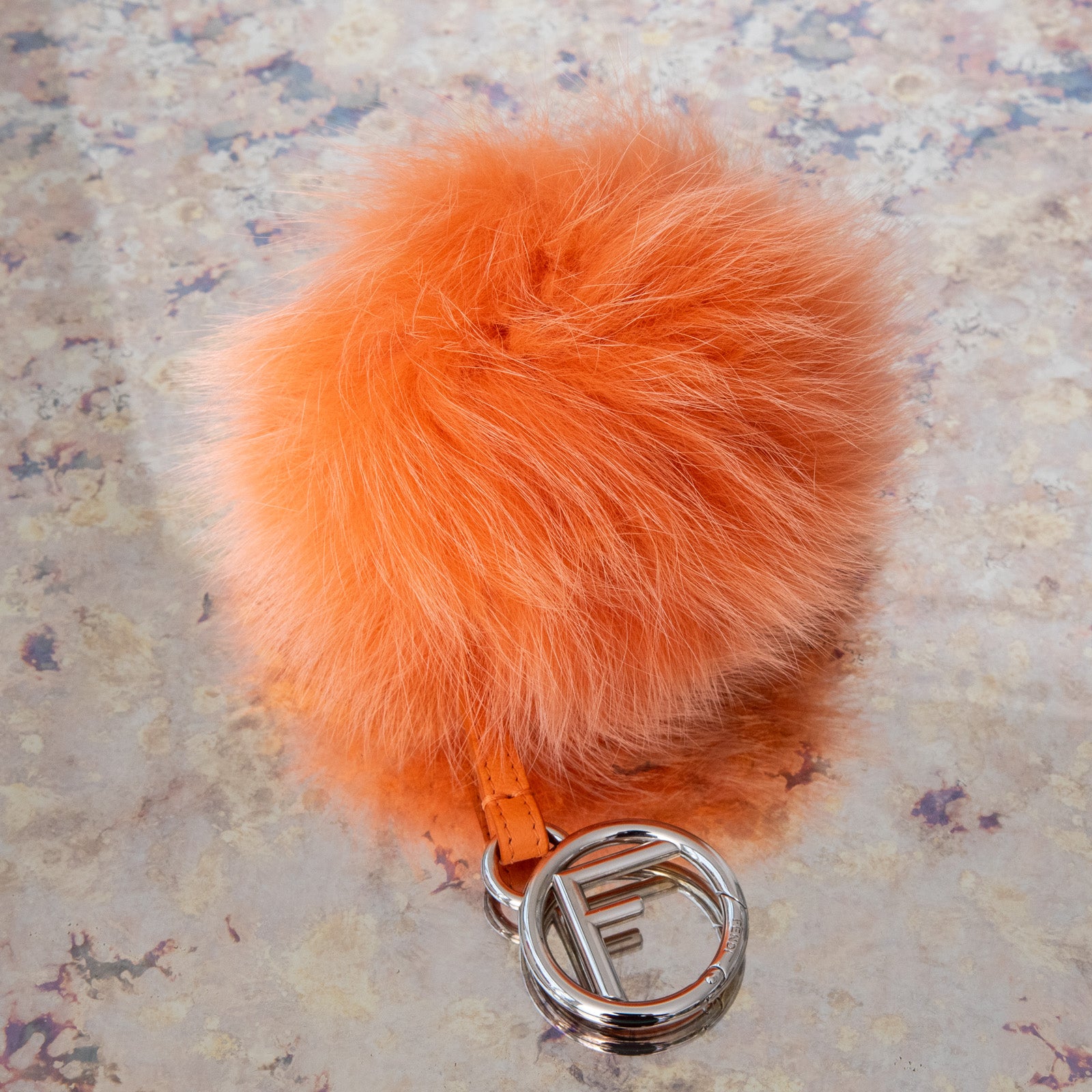 Fendi Orange Fur Pom Pom Key Ring - Image 4 of 4