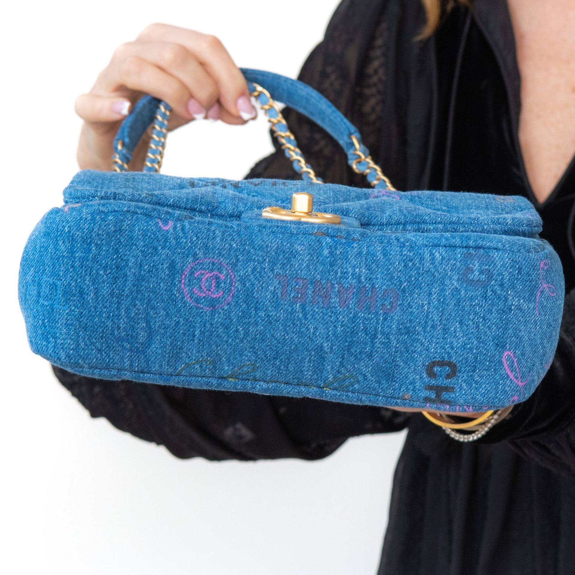 Chanel Blue Denim Small Flap Bag - Image 15 of 15