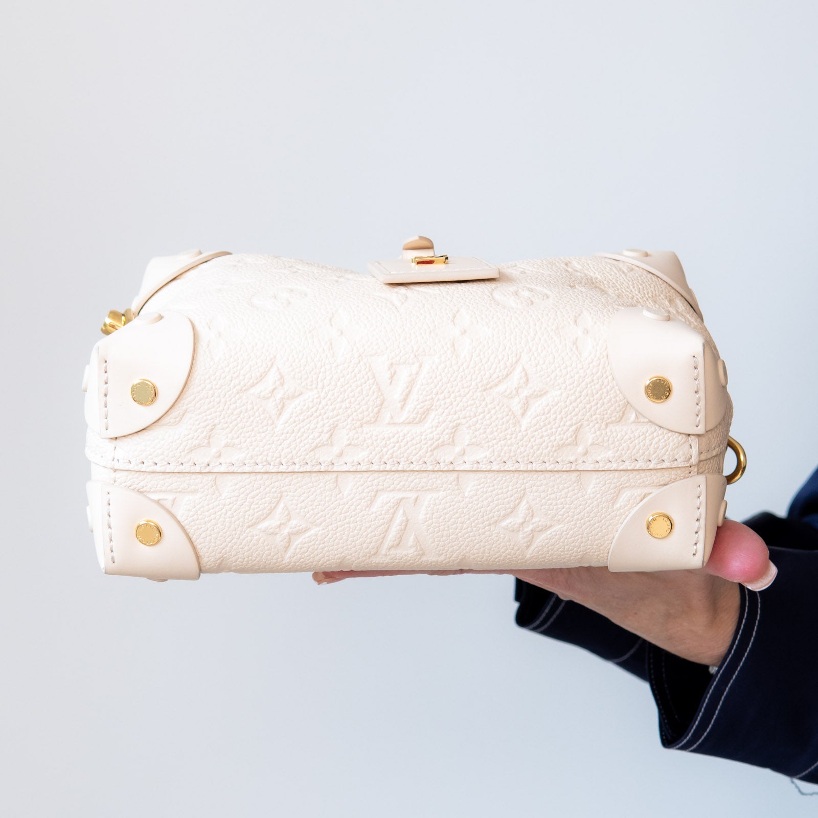 Louis Vuitton Cream Petite Malle Souple Bag Empreinte - Image 8 of 9