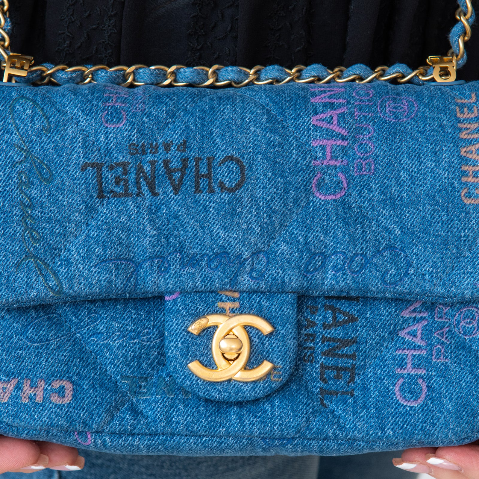 Chanel Blue Denim Small Flap Bag - Bild 2 aus 15