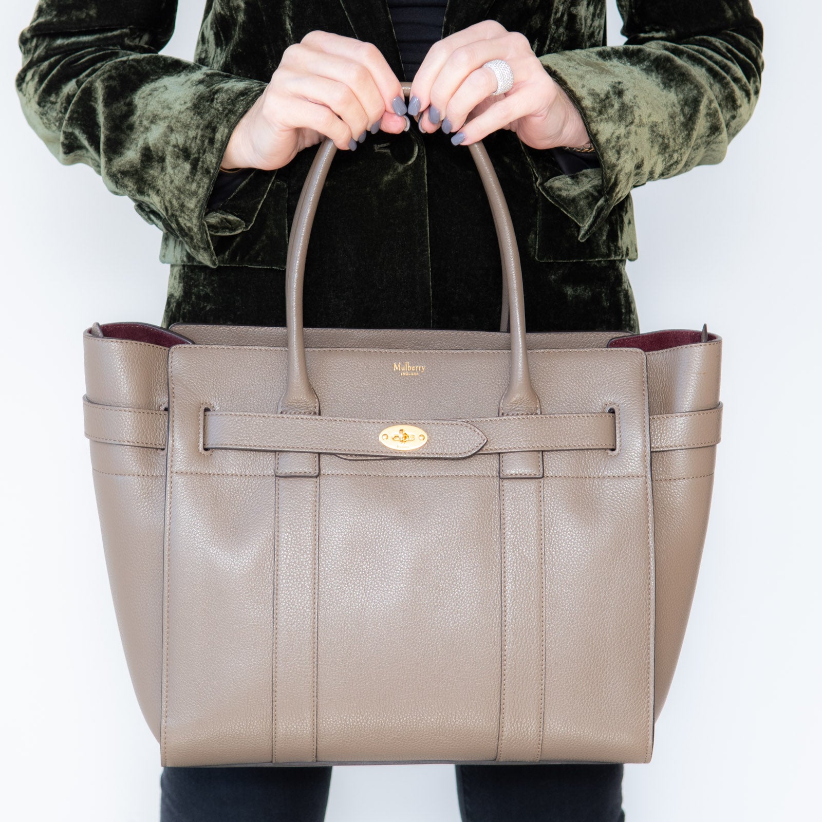 Mulberry Mushroom Zipped Bayswater Leather Bag