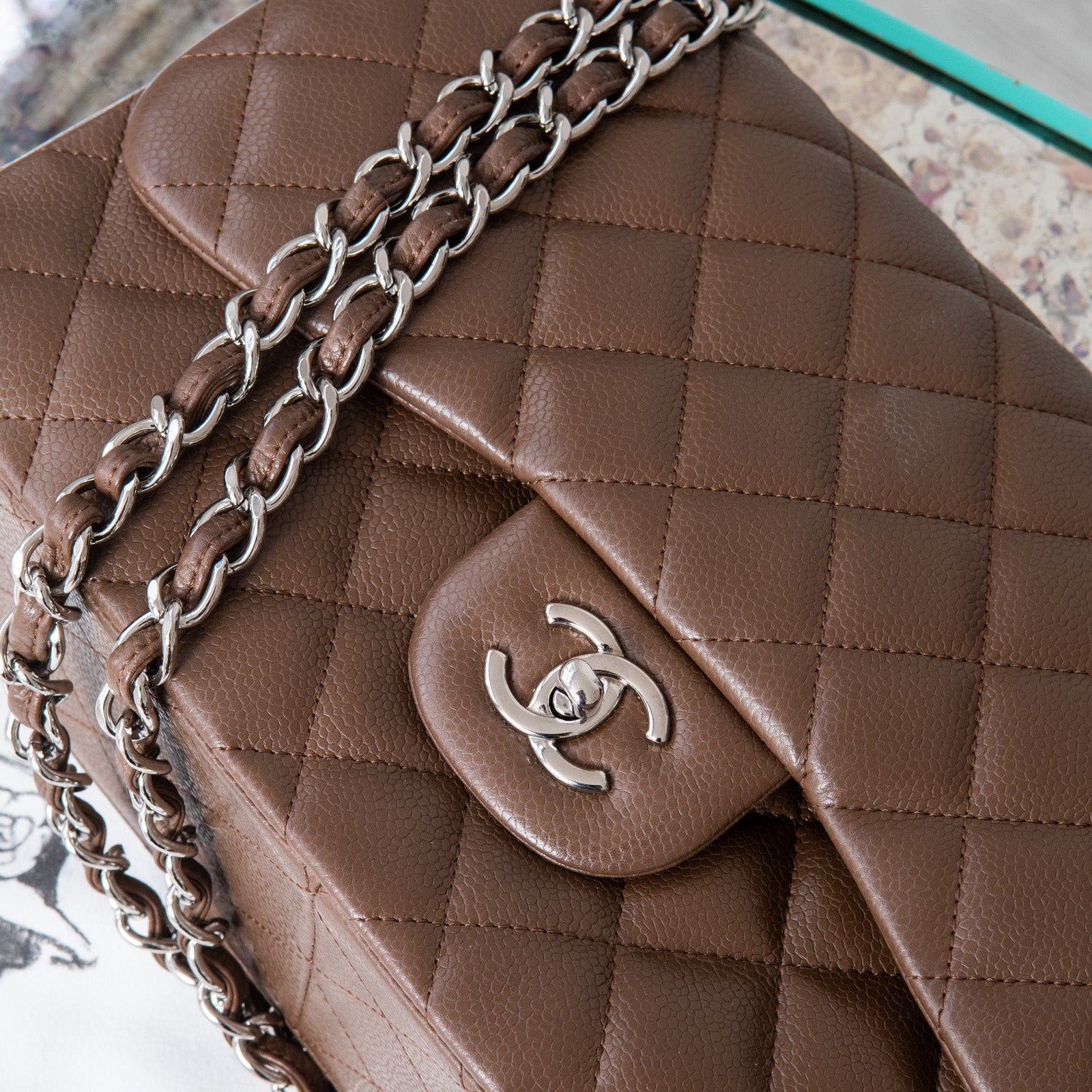 Chanel Brown Double Flap Jumbo Bag - Bild 4 aus 15