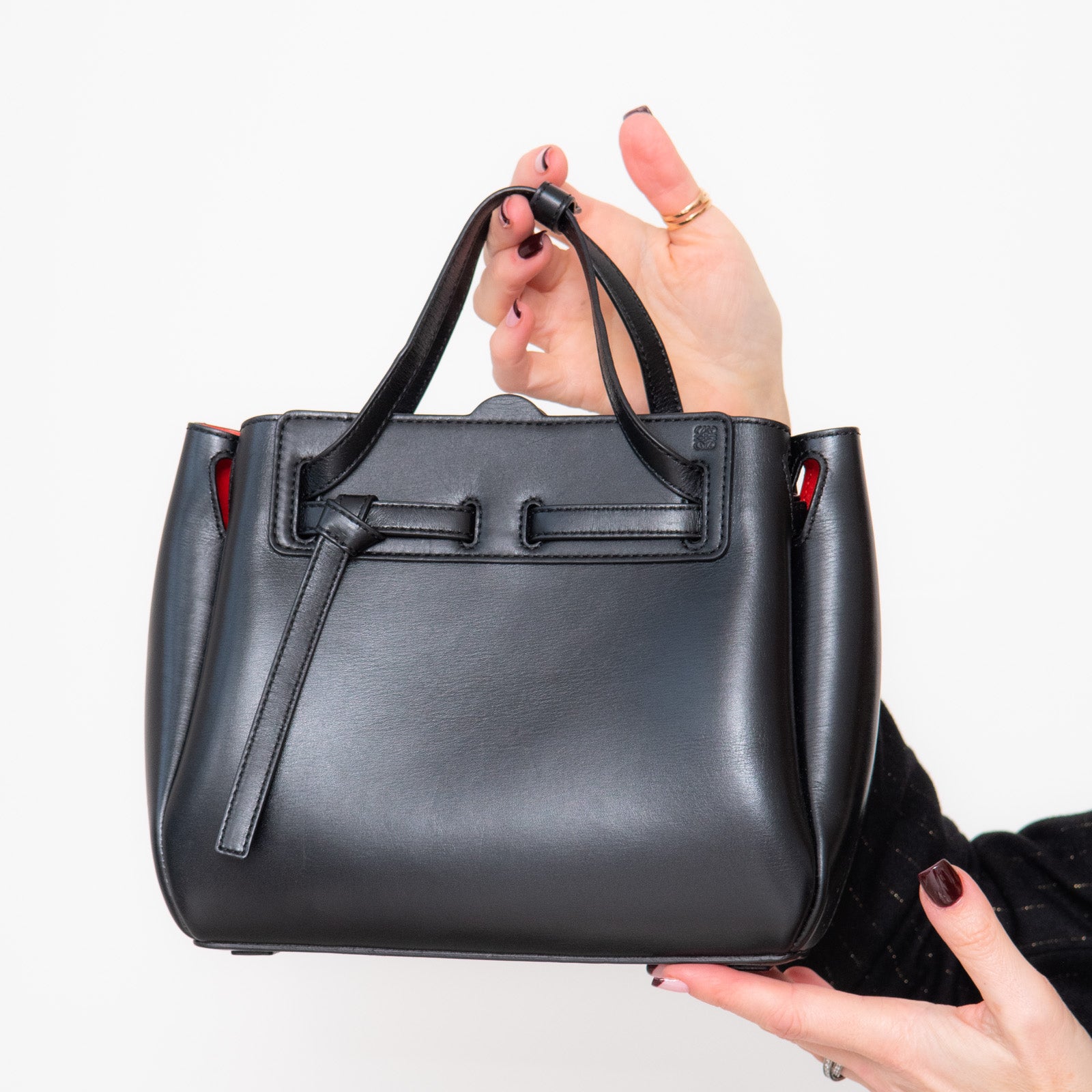 Loewe Lazo Black Leather Bag - Image 5 of 9