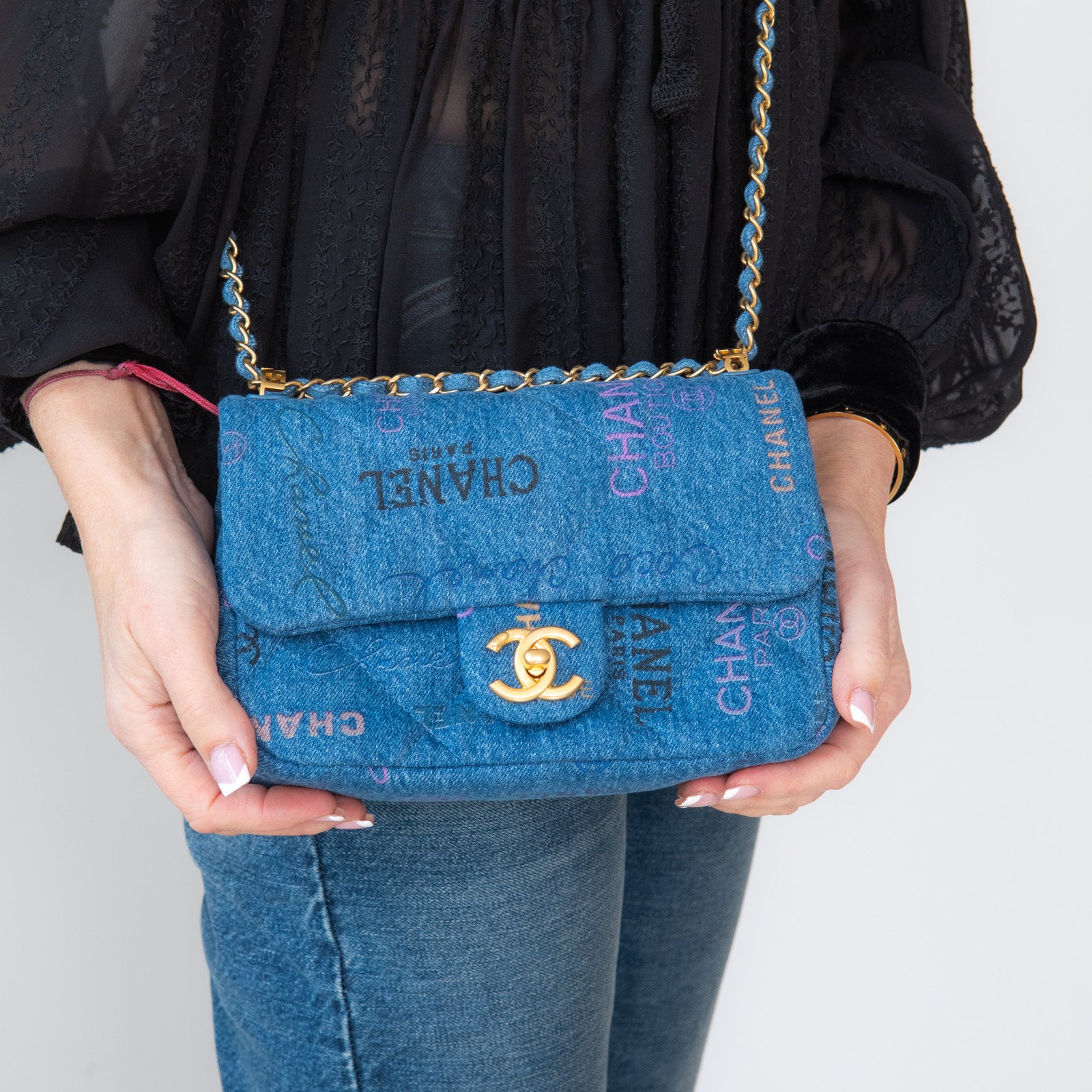 Chanel Blue Denim Small Flap Bag - Image 11 of 15