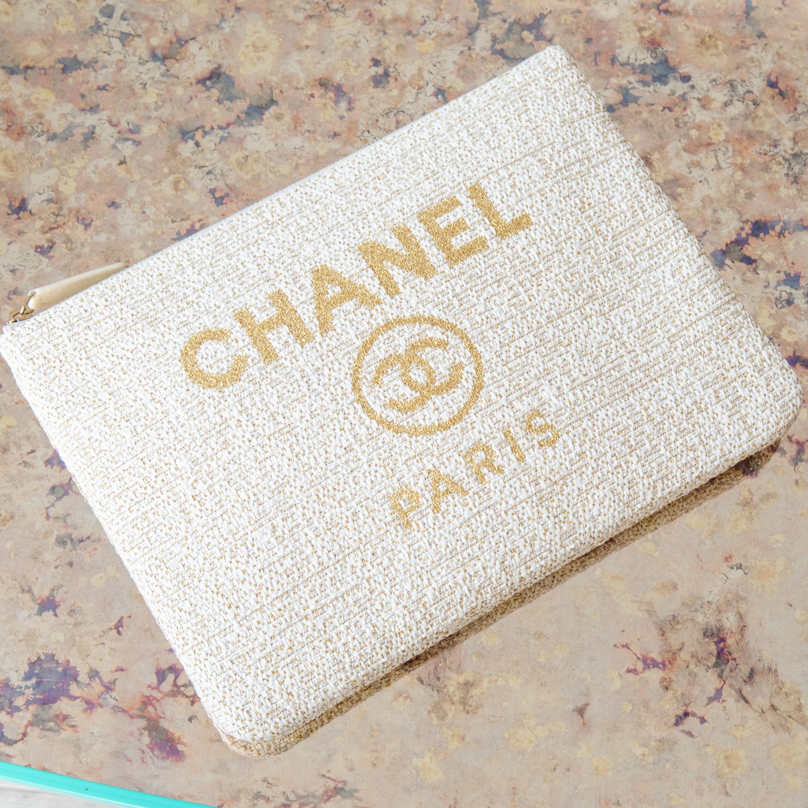 Chanel Cream Deauville Large Clutch Bag