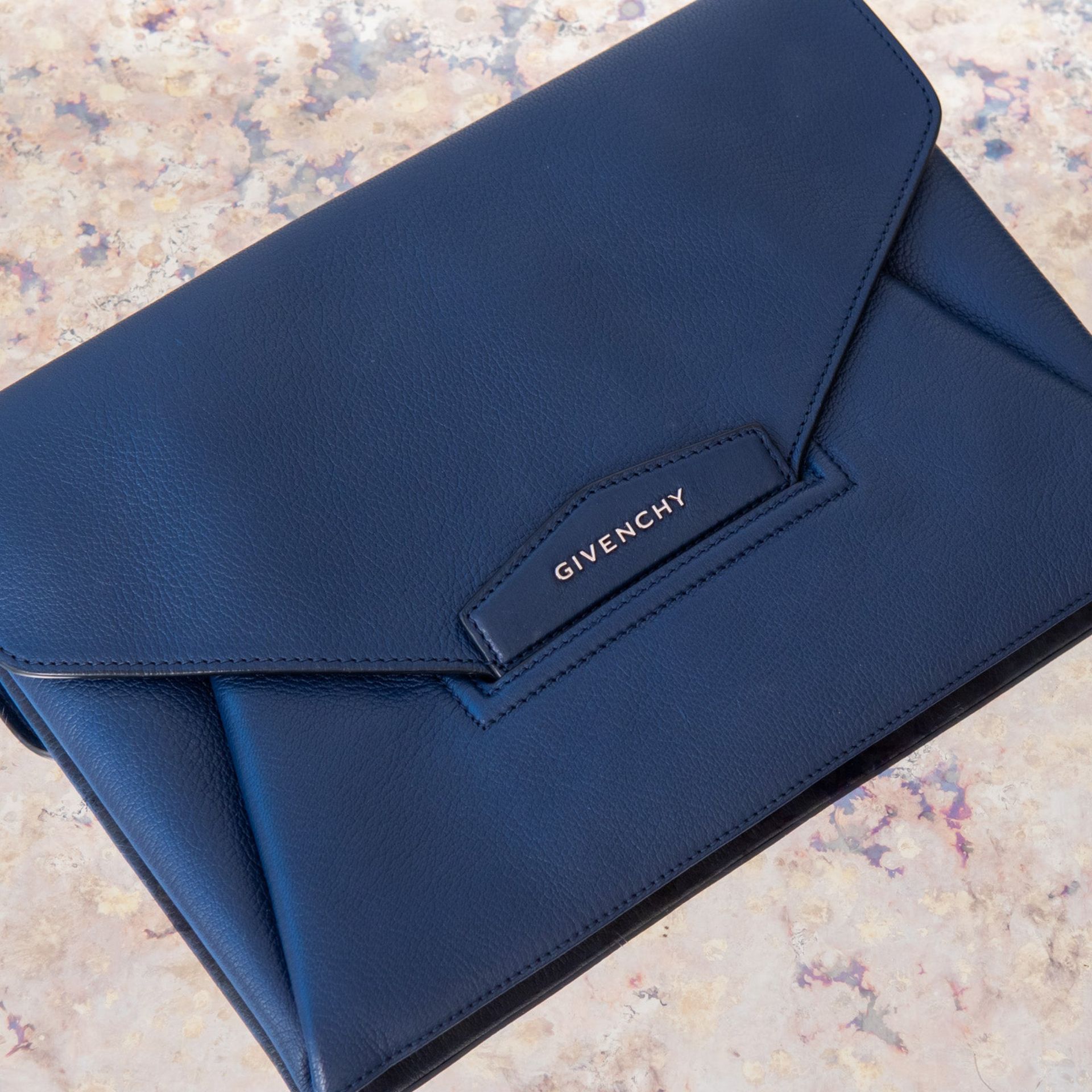 Givenchy Blue Leather Envelope Flap Bag - Image 2 of 6