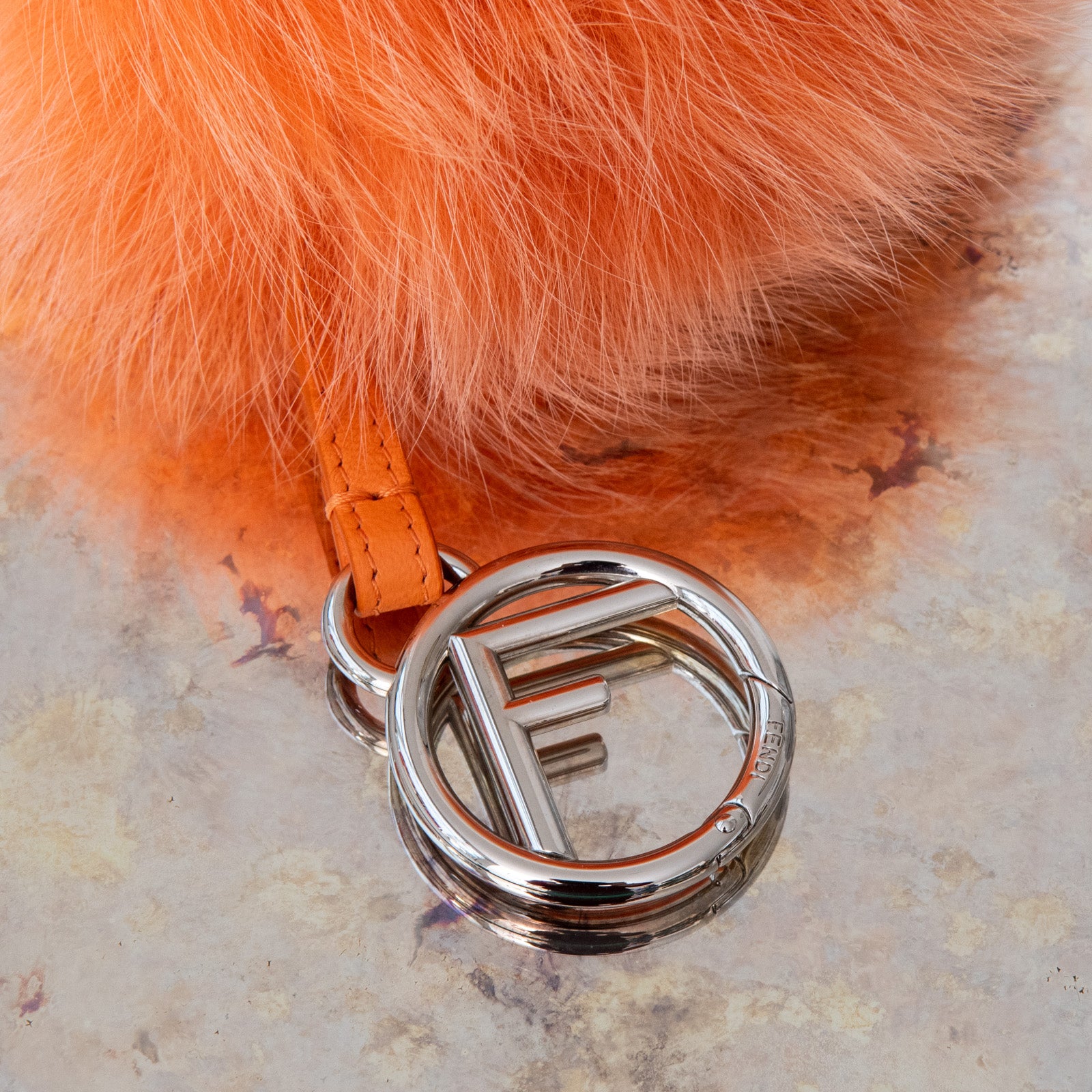 Fendi Orange Fur Pom Pom Key Ring - Image 2 of 4