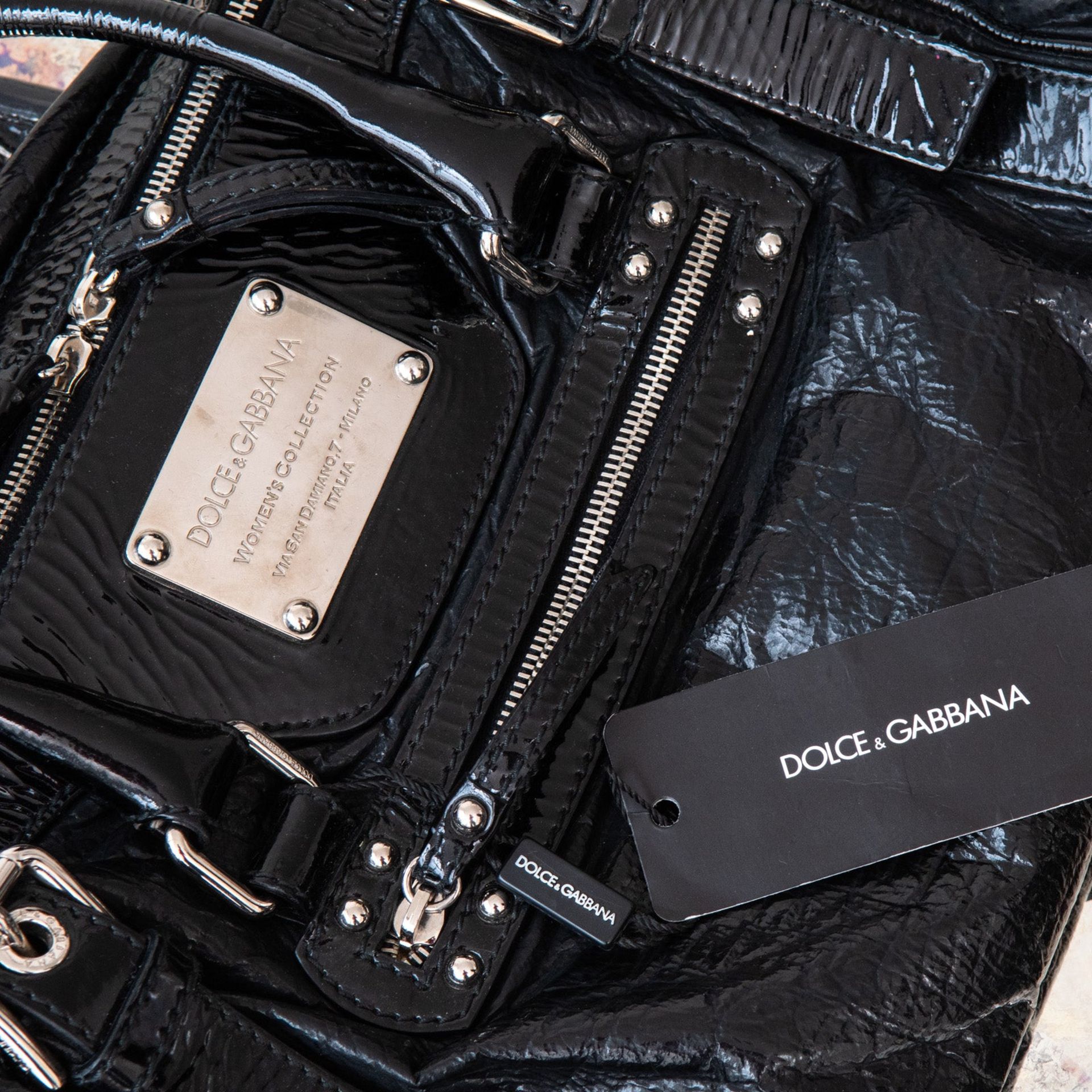 Dolce and Gabbana Black Patent Bag - Image 3 of 10