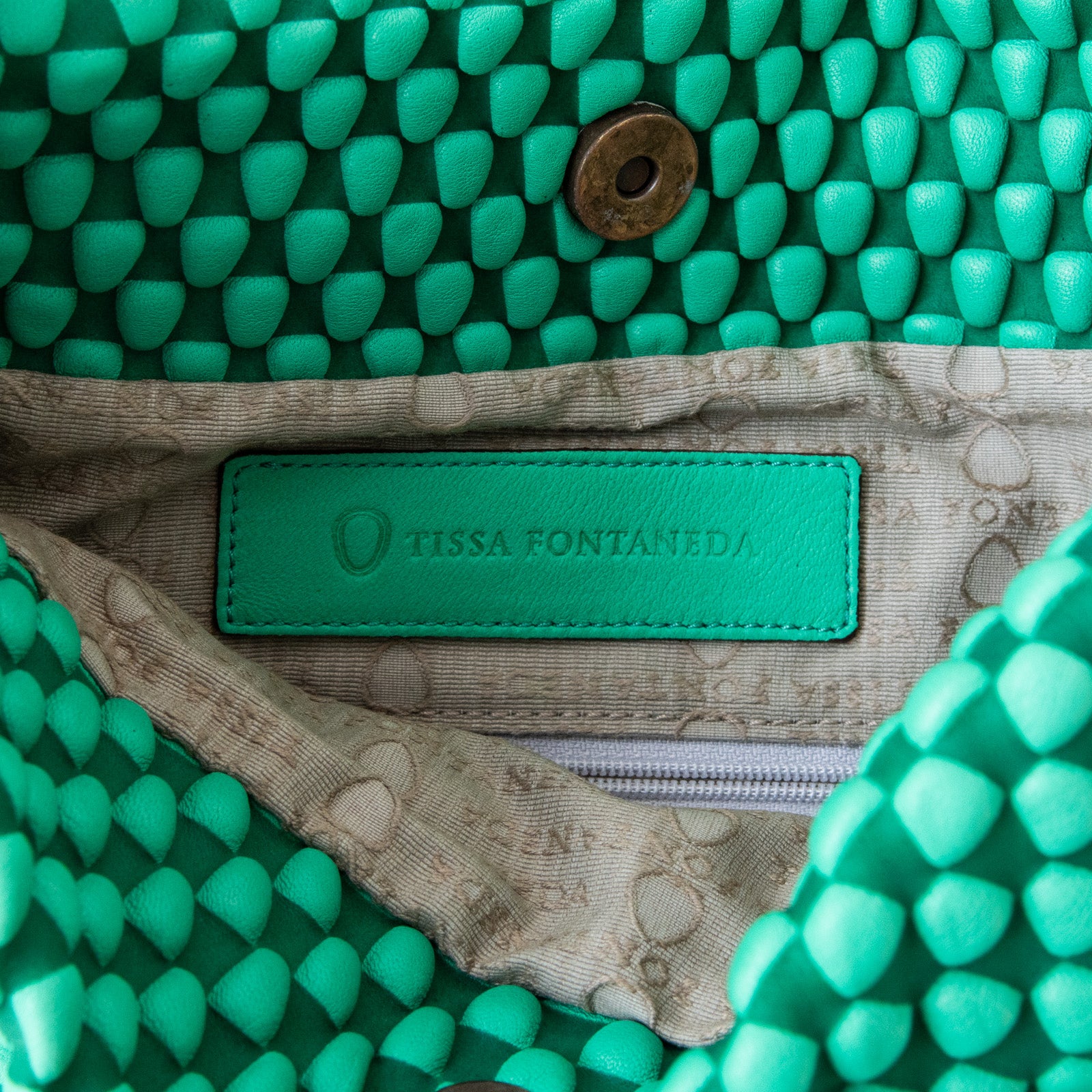 Tissa Fontaneda Bright Green Leather Bag - Image 3 of 8