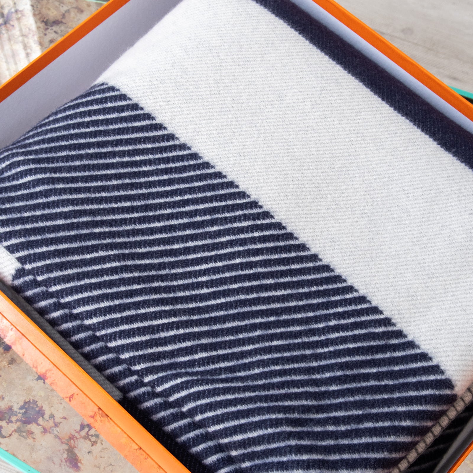 Hermes Navy And Grey Avalon Throw Blanket - Image 5 of 7
