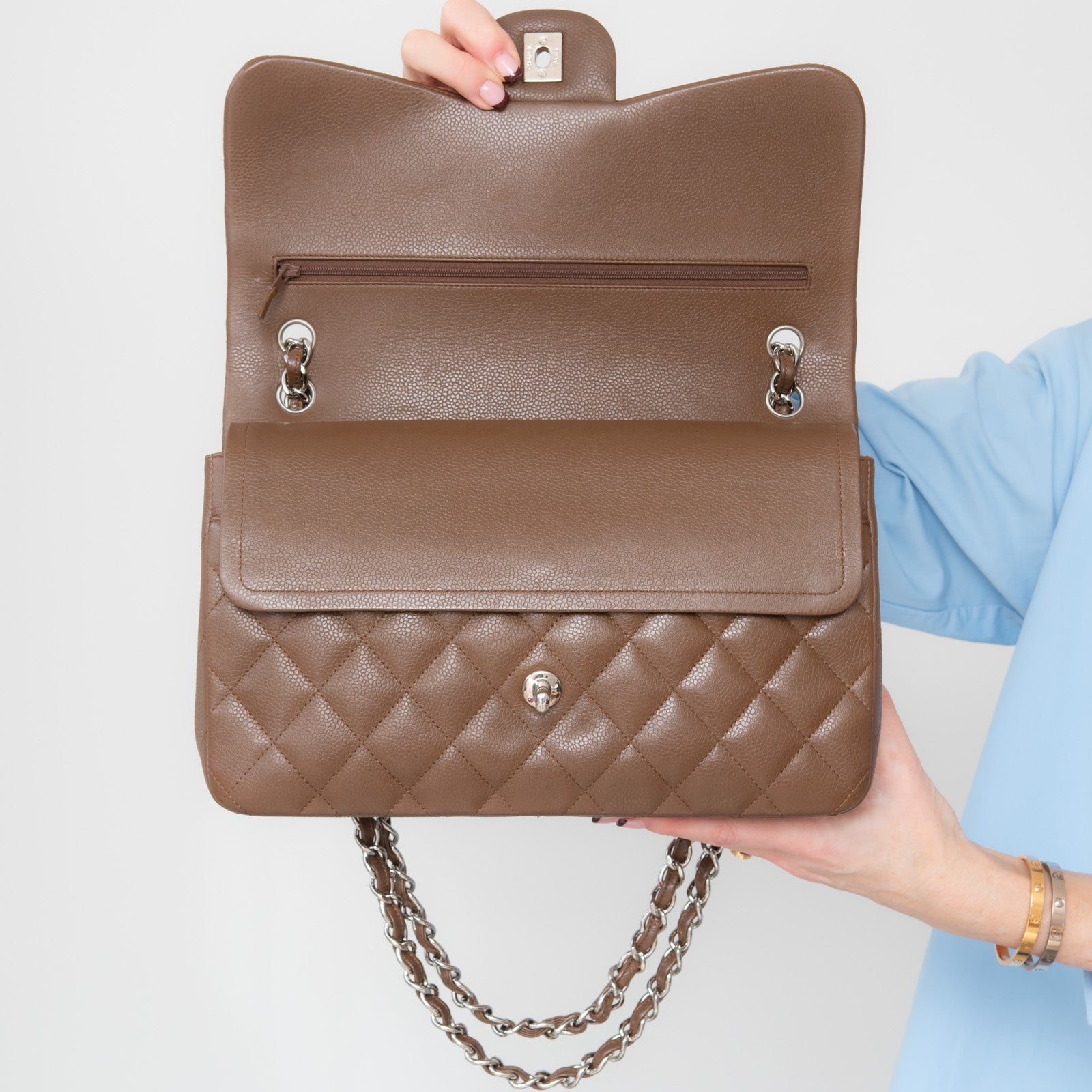 Chanel Brown Double Flap Jumbo Bag - Bild 10 aus 15