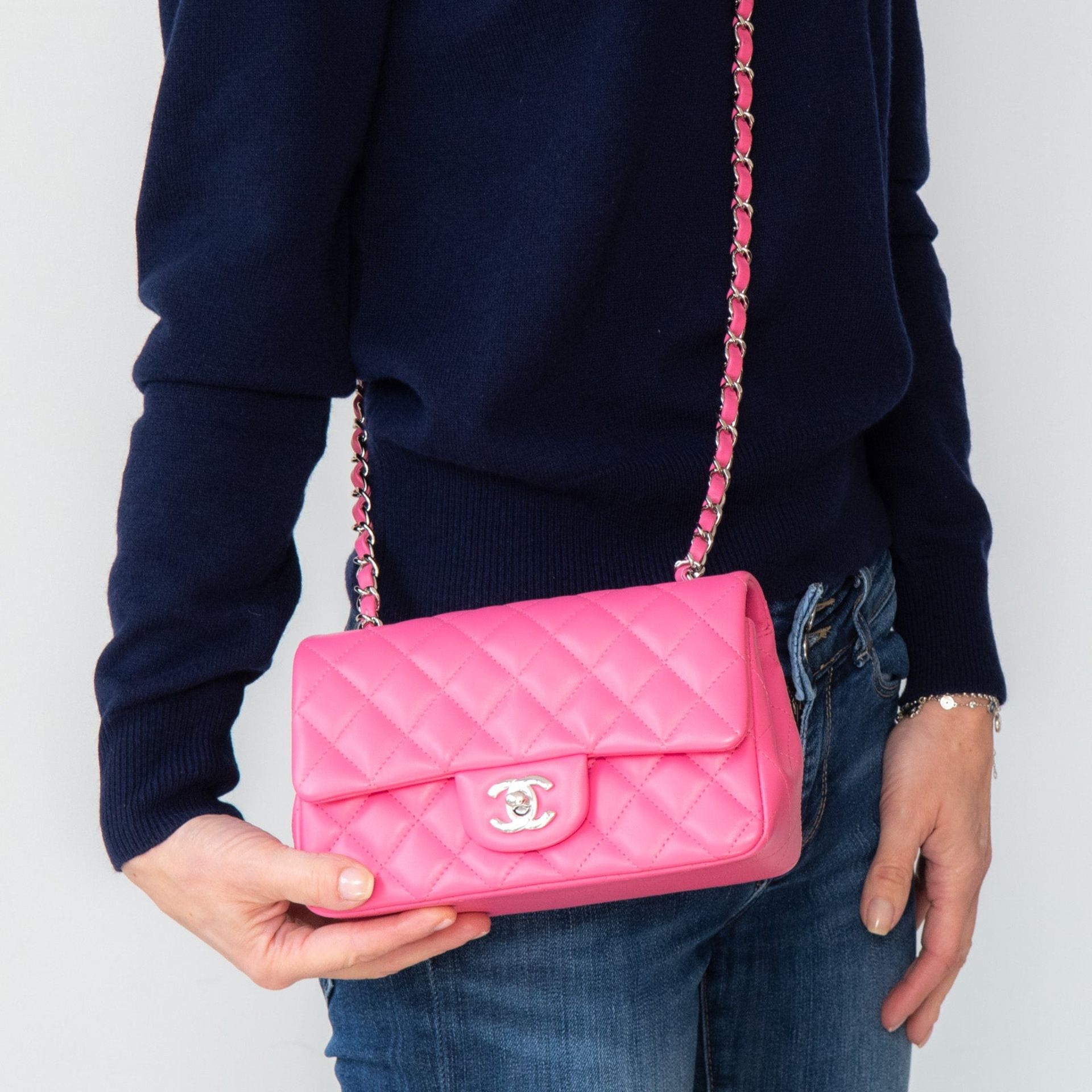 Chanel Pink Mini Rectangular Flap Bag - Image 3 of 13