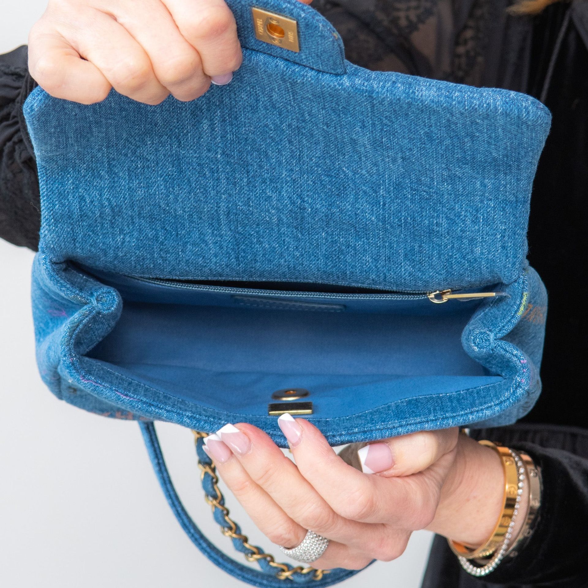 Chanel Blue Denim Small Flap Bag - Image 5 of 15