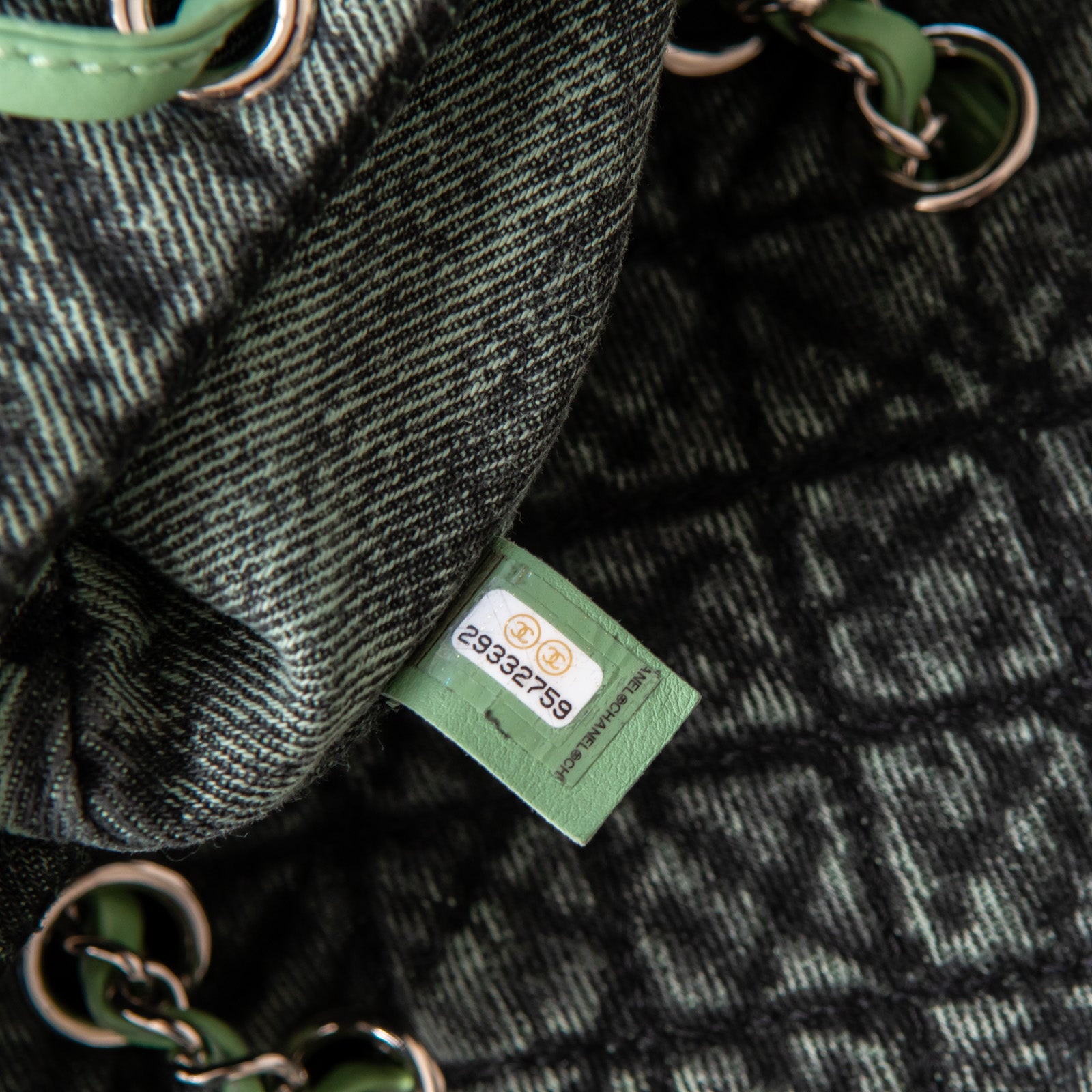 Chanel Green Denim Backpack - Image 10 of 11