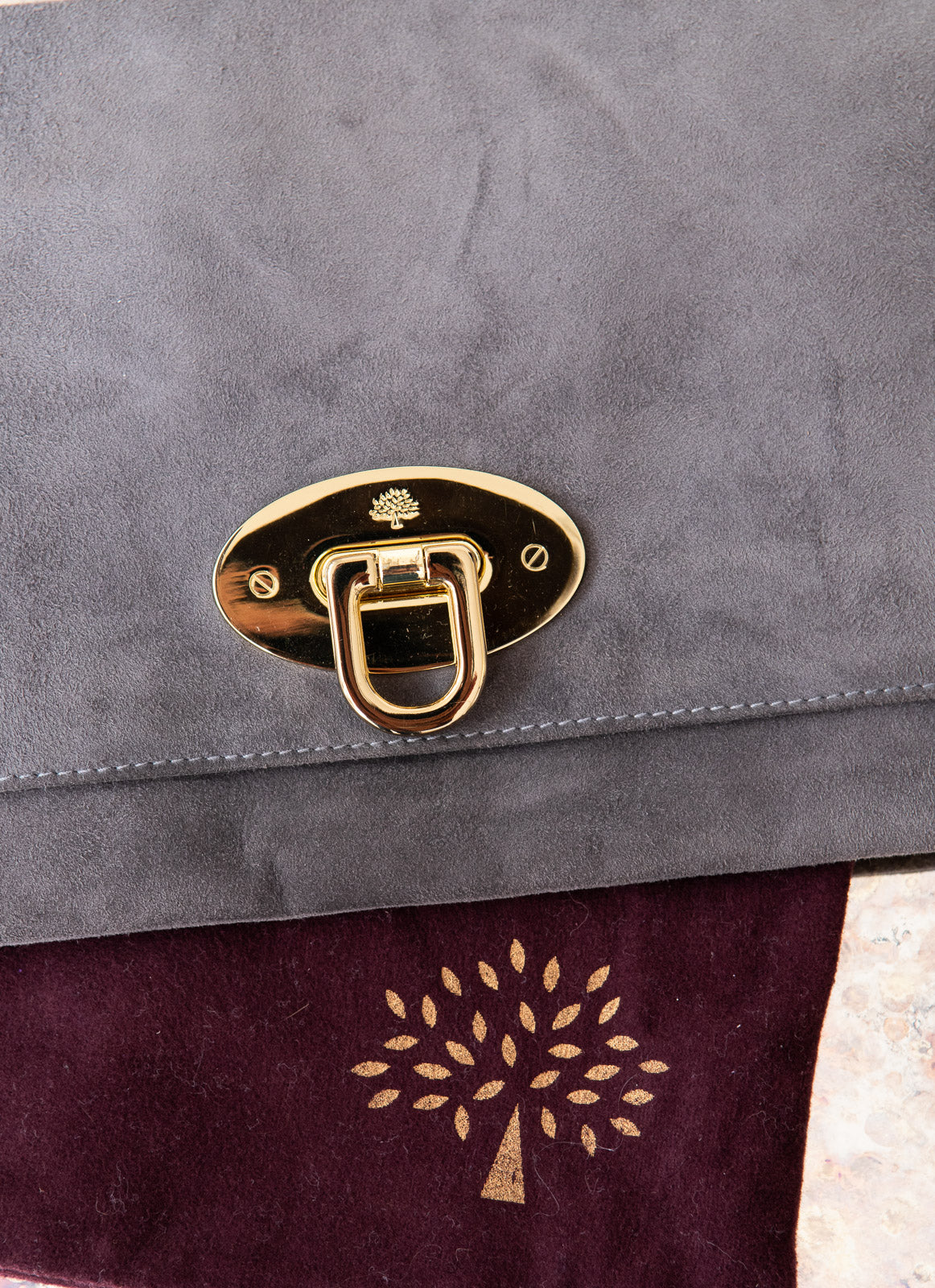 Mulberry Grey Suede Clutch Bag - Image 3 of 6