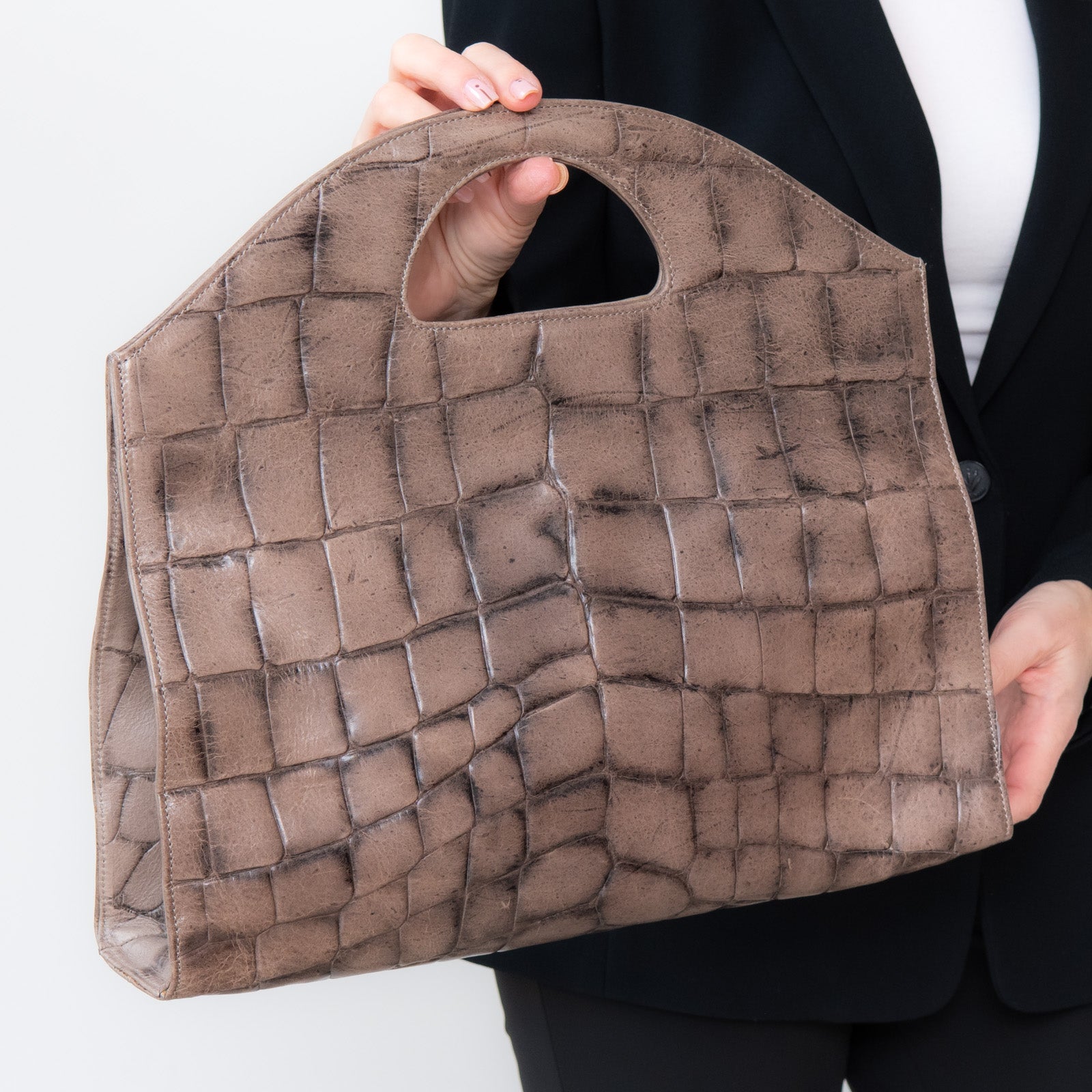 Tissa Fontaneda Grey Mock Croc Bag - Image 2 of 8