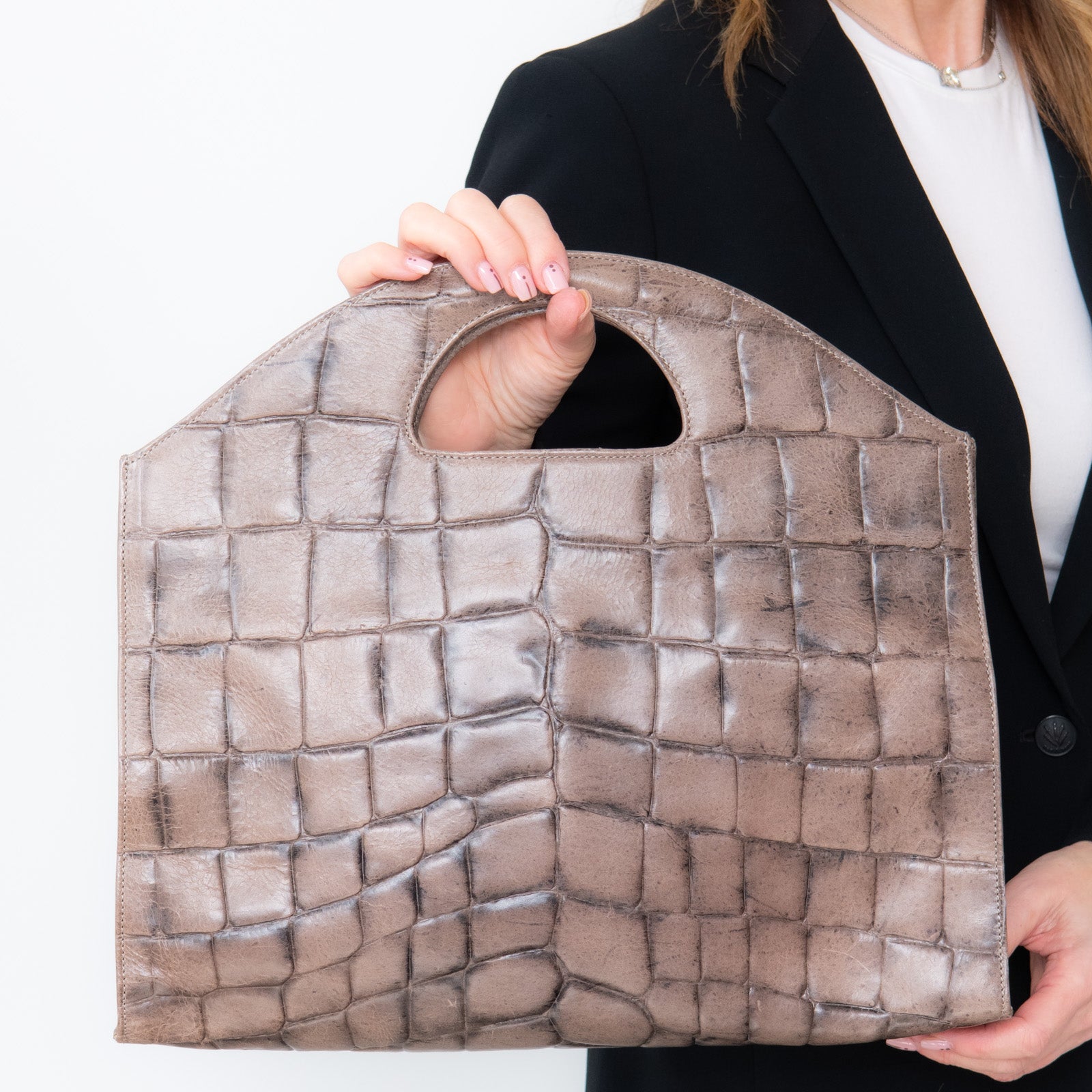 Tissa Fontaneda Grey Mock Croc Bag - Image 5 of 8