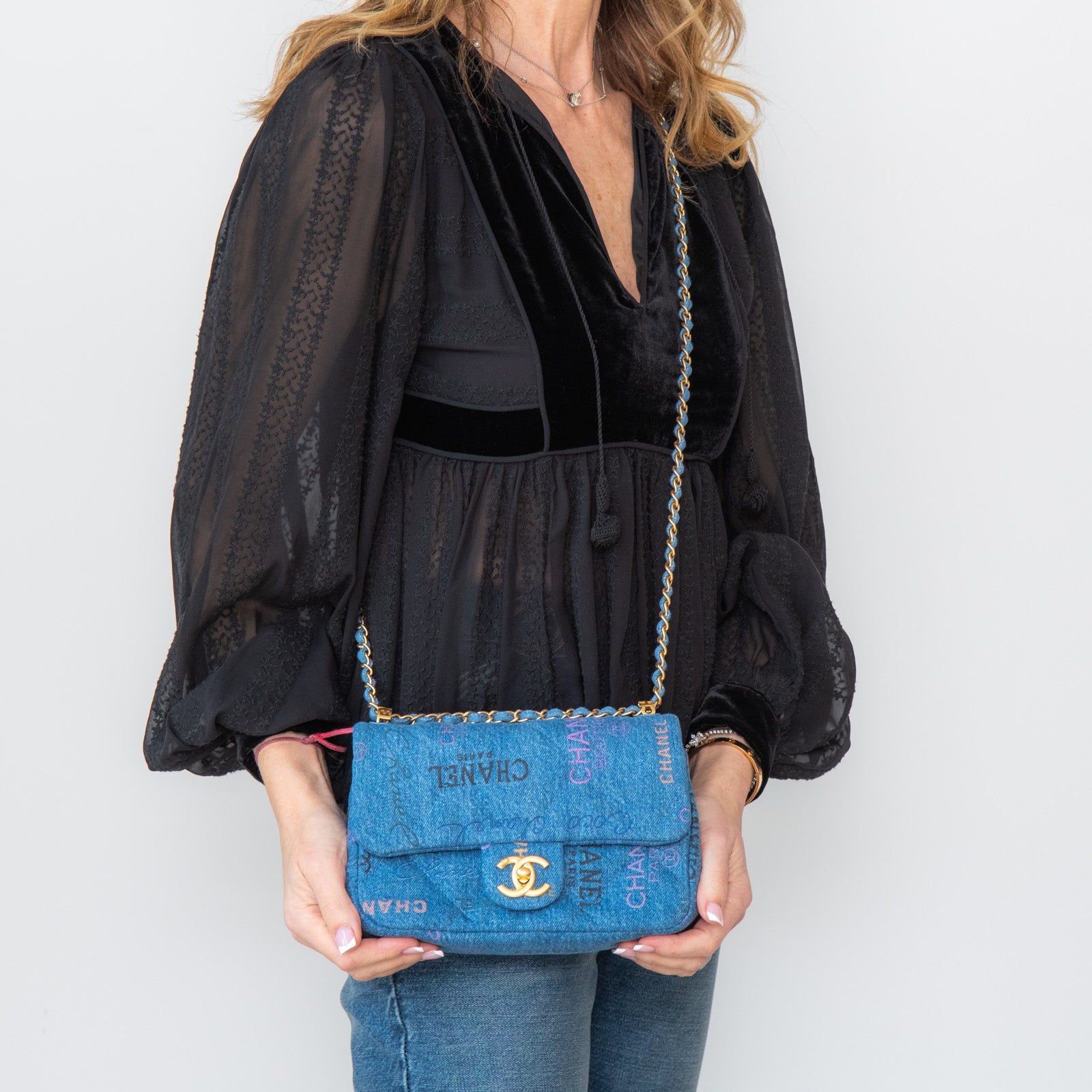 Chanel Blue Denim Small Flap Bag - Bild 10 aus 15