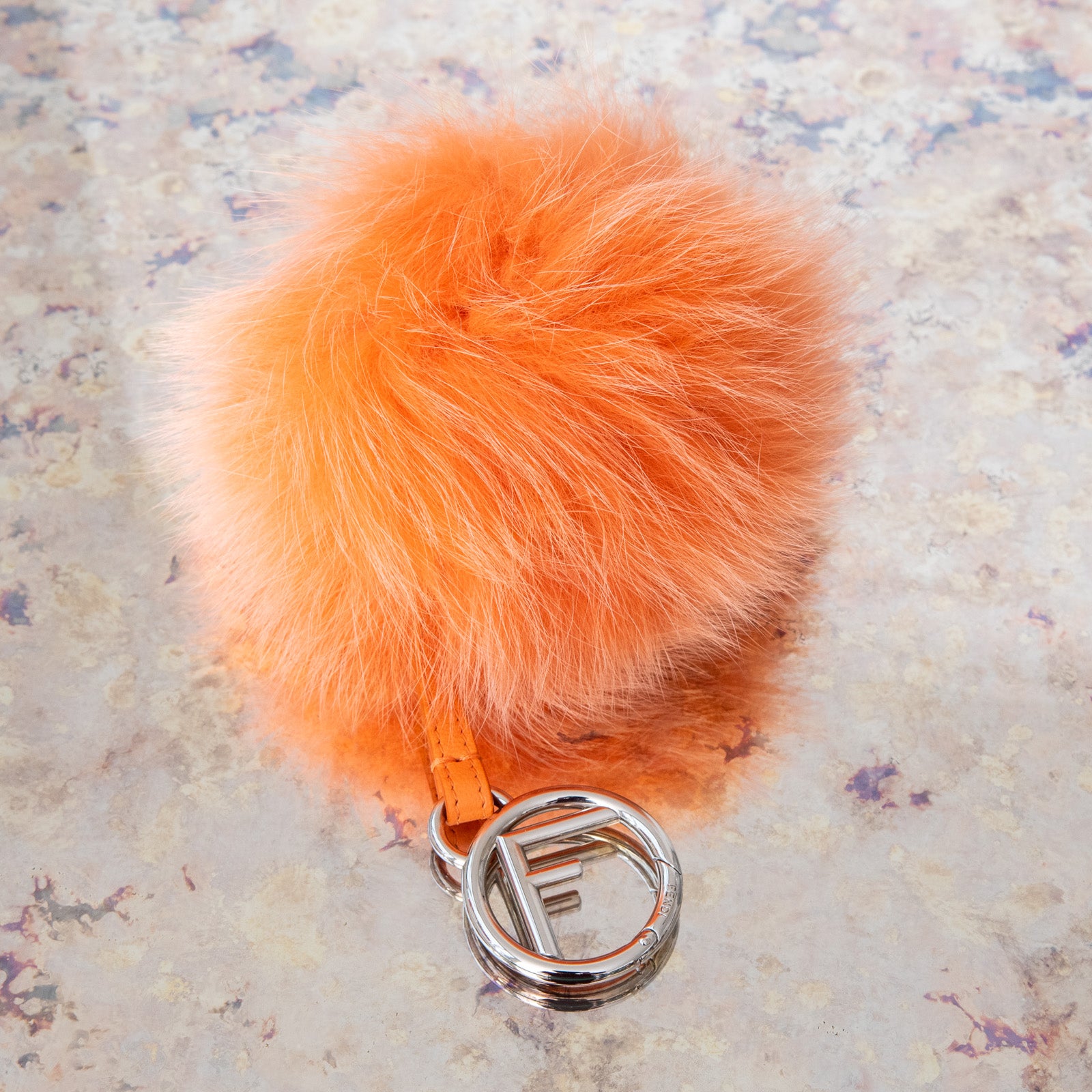 Fendi Orange Fur Pom Pom Key Ring