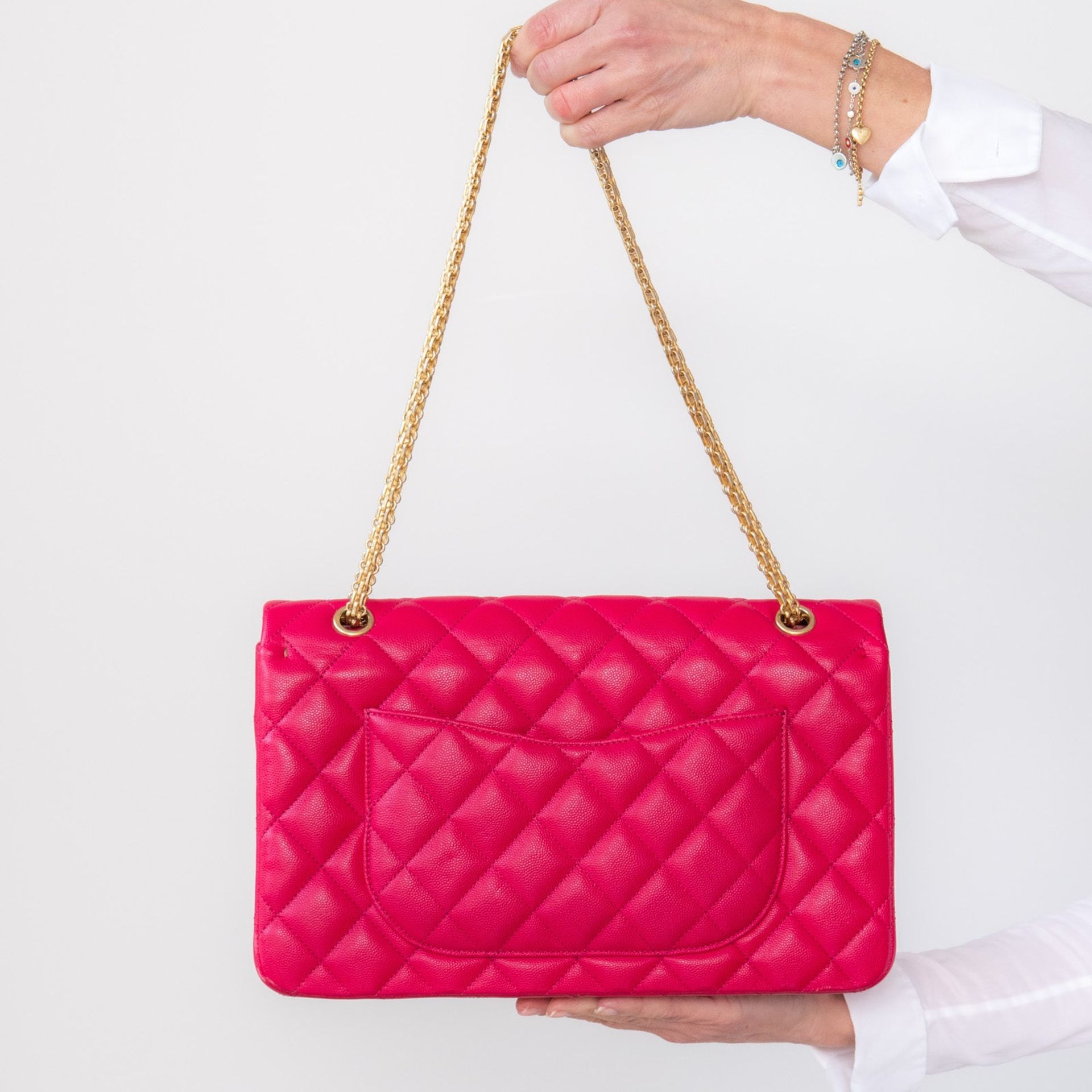 Chanel Chevron Quilted Pink Large Reissue 2.55 Double Flap Bag - Image 4 of 11