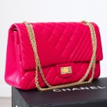 Chanel Chevron Quilted Pink Large Reissue 2.55 Double Flap Bag