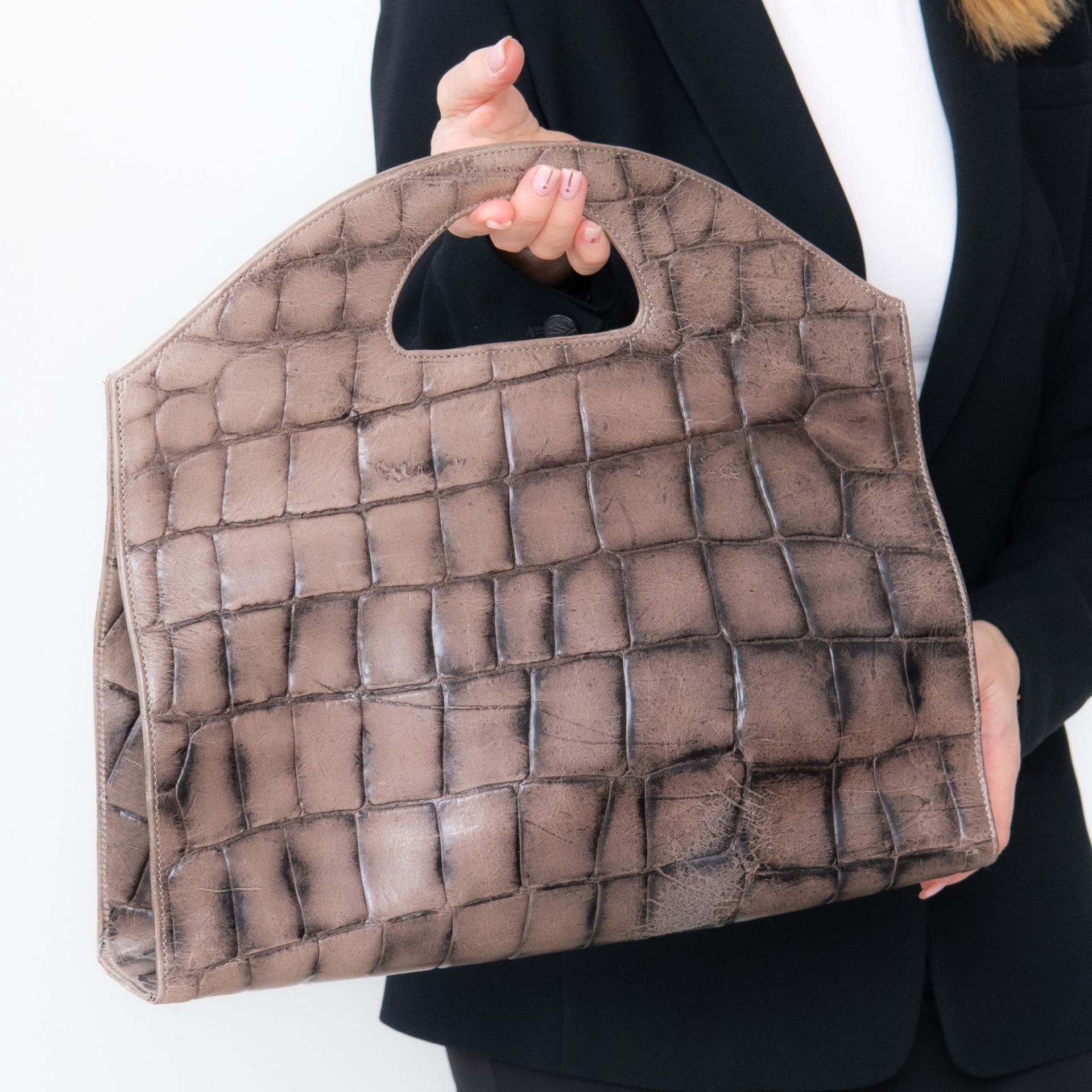 Tissa Fontaneda Grey Mock Croc Bag - Image 3 of 8