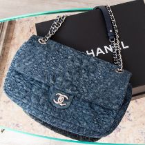 Chanel Denim Blue Camelia Flap Bag