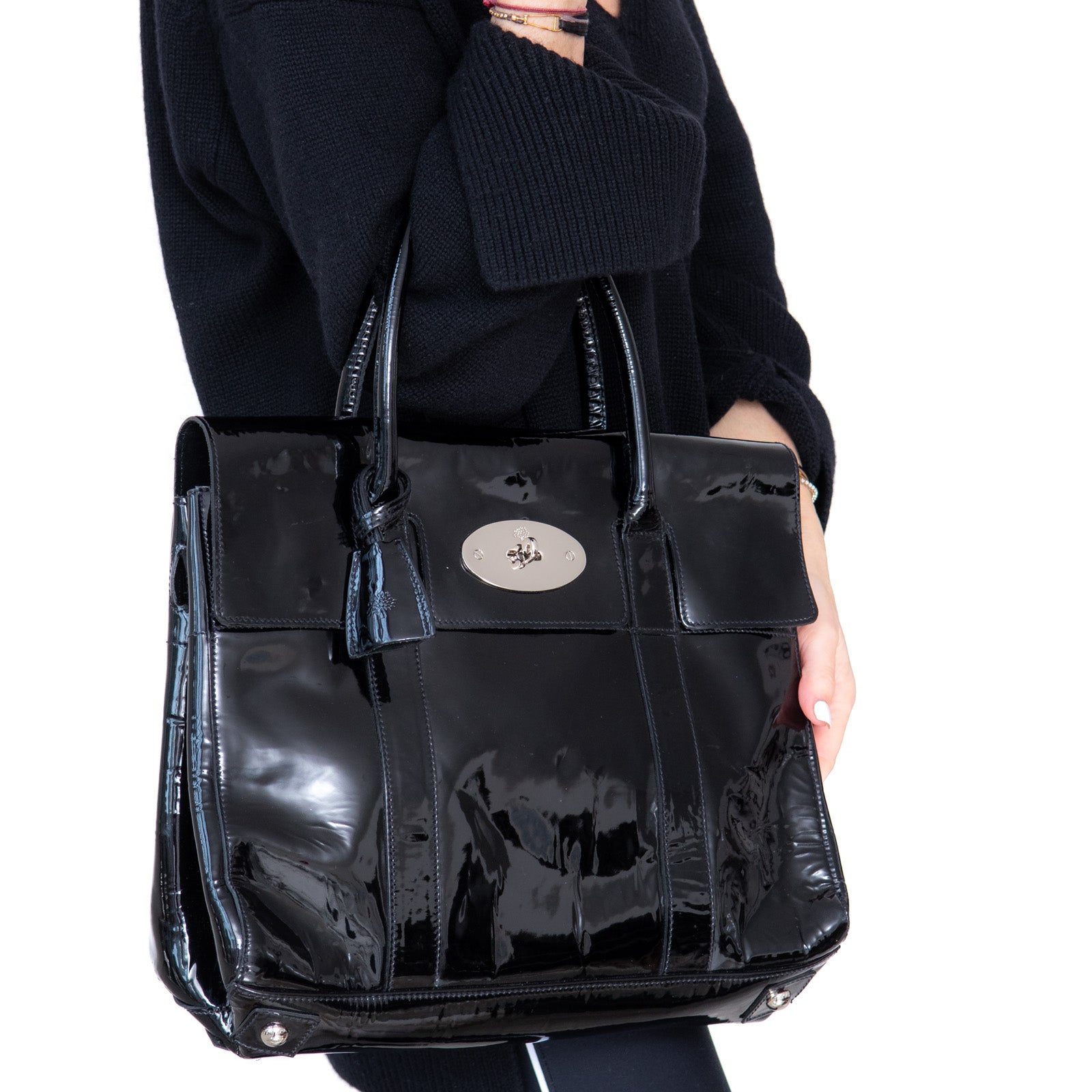 Mulberry Black Patent Bayswater Bag - Image 8 of 8