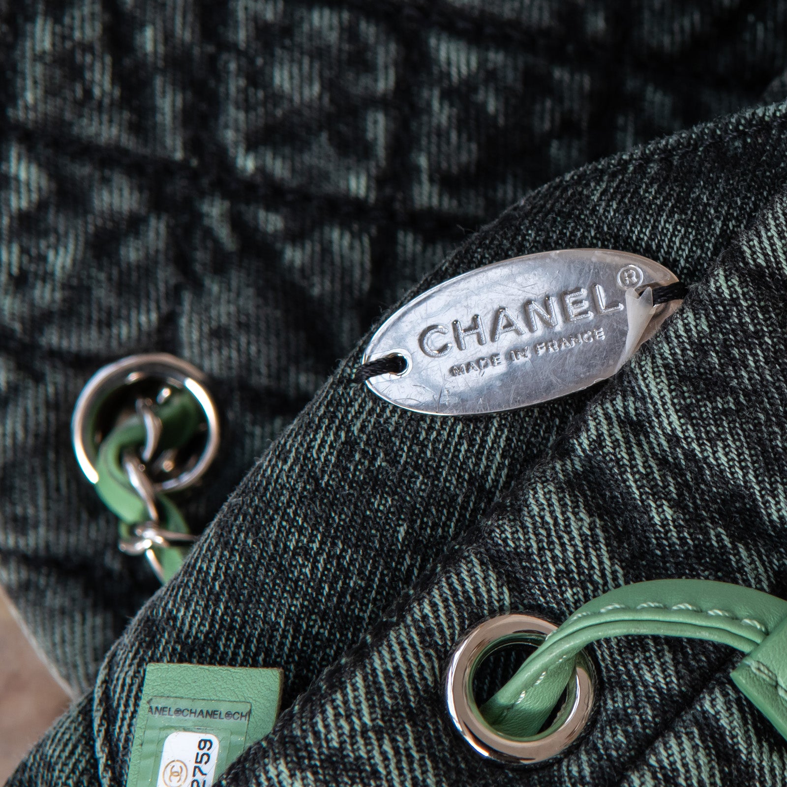 Chanel Green Denim Backpack - Image 11 of 11