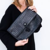 Bottega Veneta Black Leather Clutch Bag