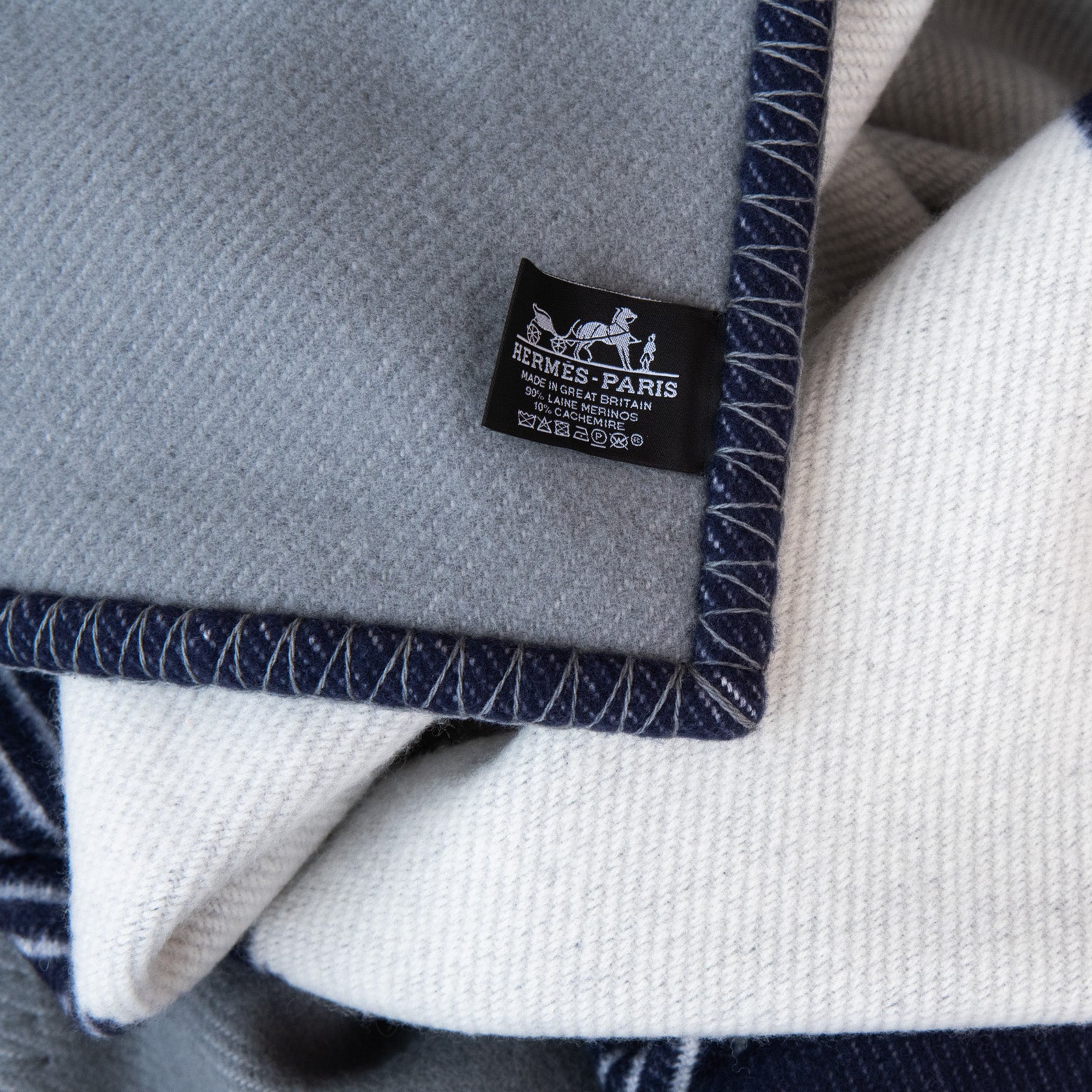 Hermes Navy And Grey Avalon Throw Blanket - Image 4 of 7