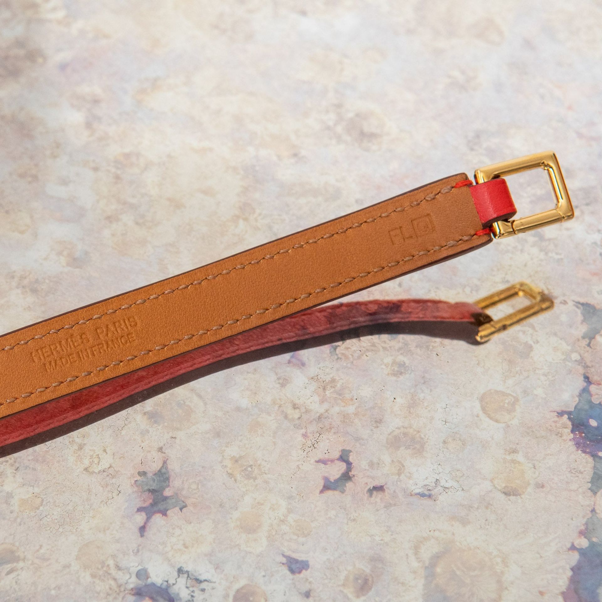 Hermes Rivale Double Tour Red Leather Bracelet Size XS - Image 8 of 9