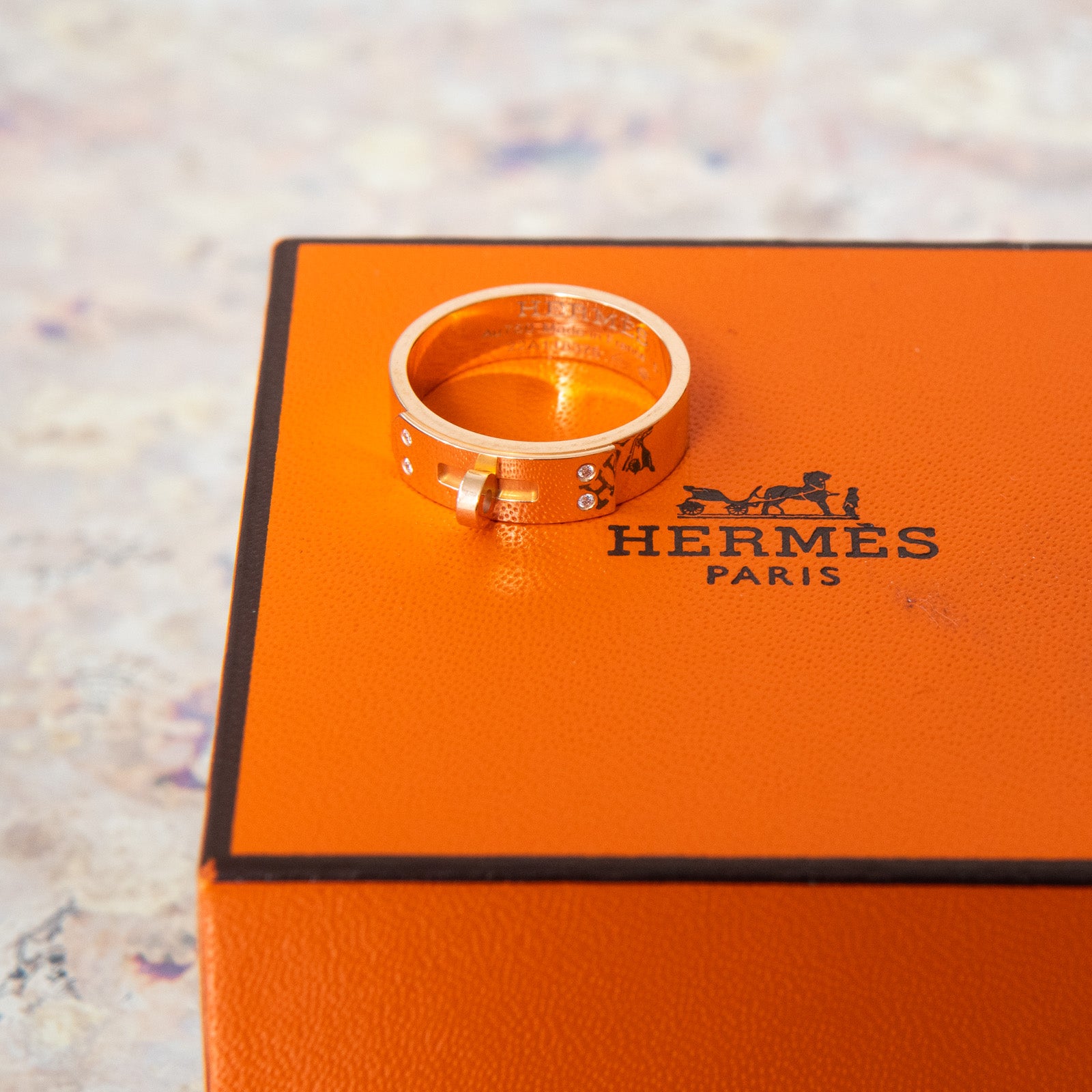 Hermes Rose Gold Kelly Ring Size 51 - Image 4 of 8