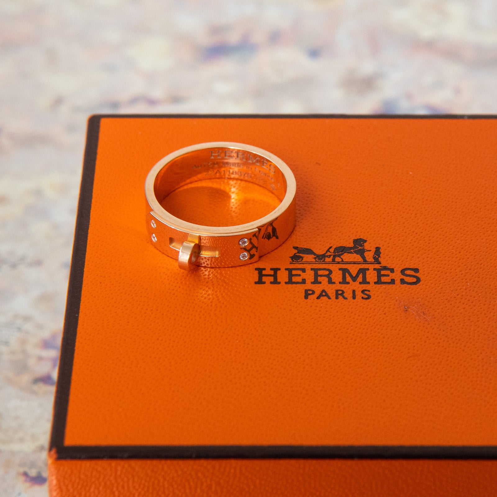Hermes Rose Gold Kelly Ring Size 51 - Image 5 of 8