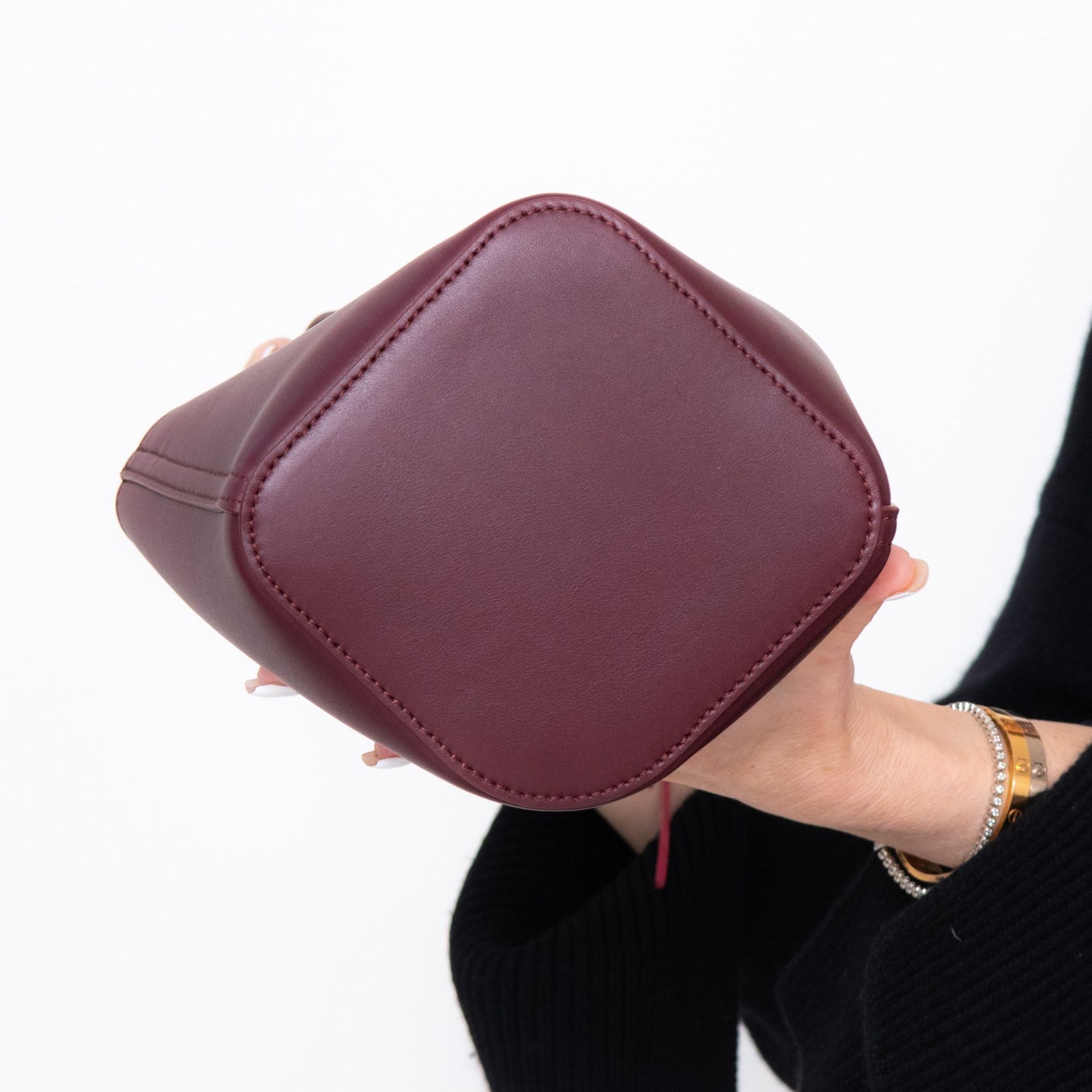 Loewe Burgundy Pebble Leather Bag - Image 5 of 8