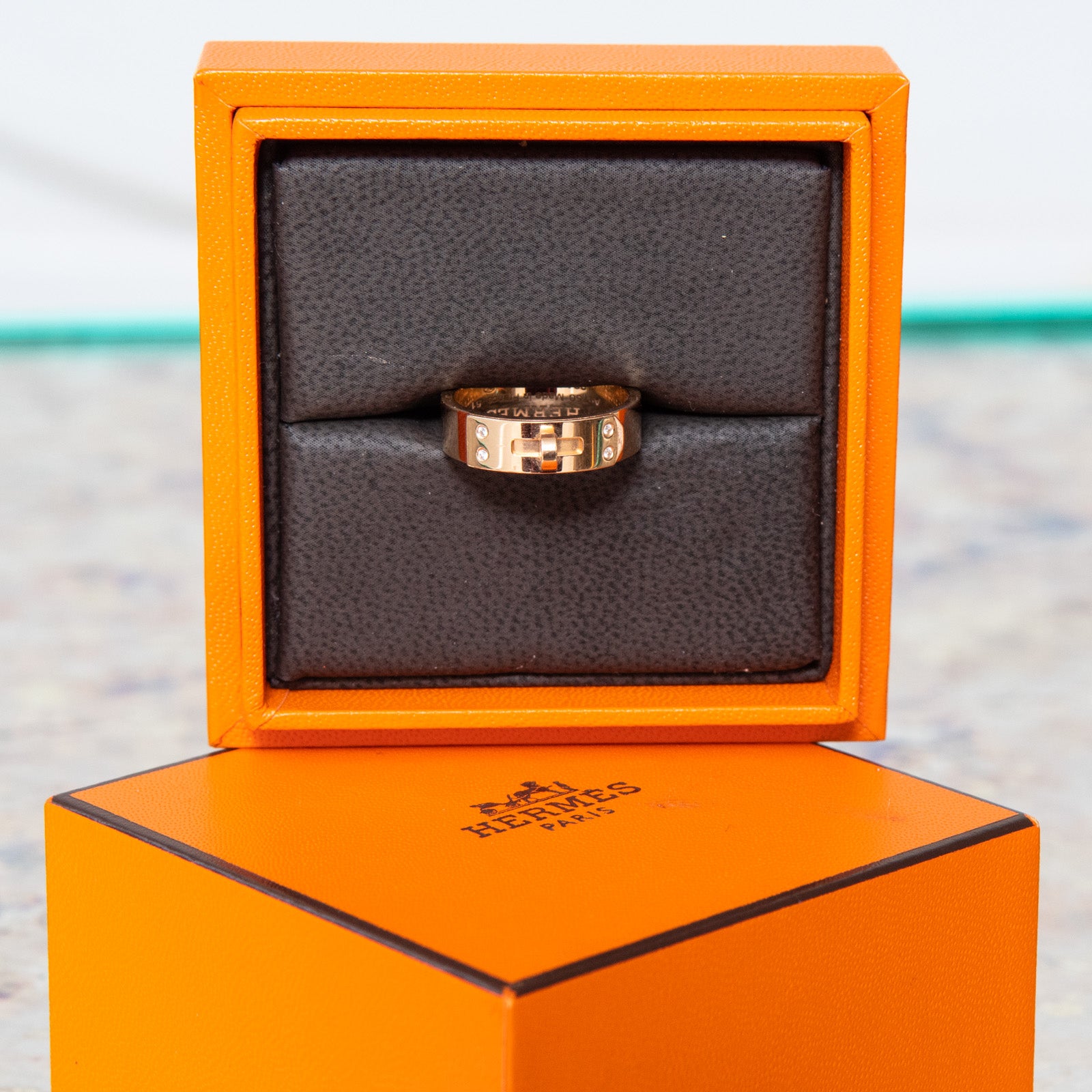 Hermes Rose Gold Kelly Ring Size 51 - Image 7 of 8