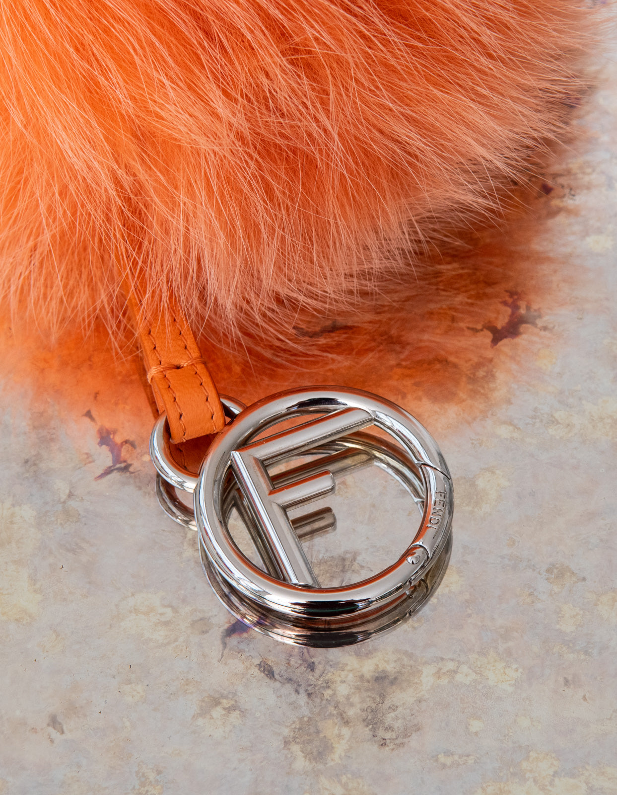 Fendi Orange Fur Pom Pom Key Ring - Image 3 of 4